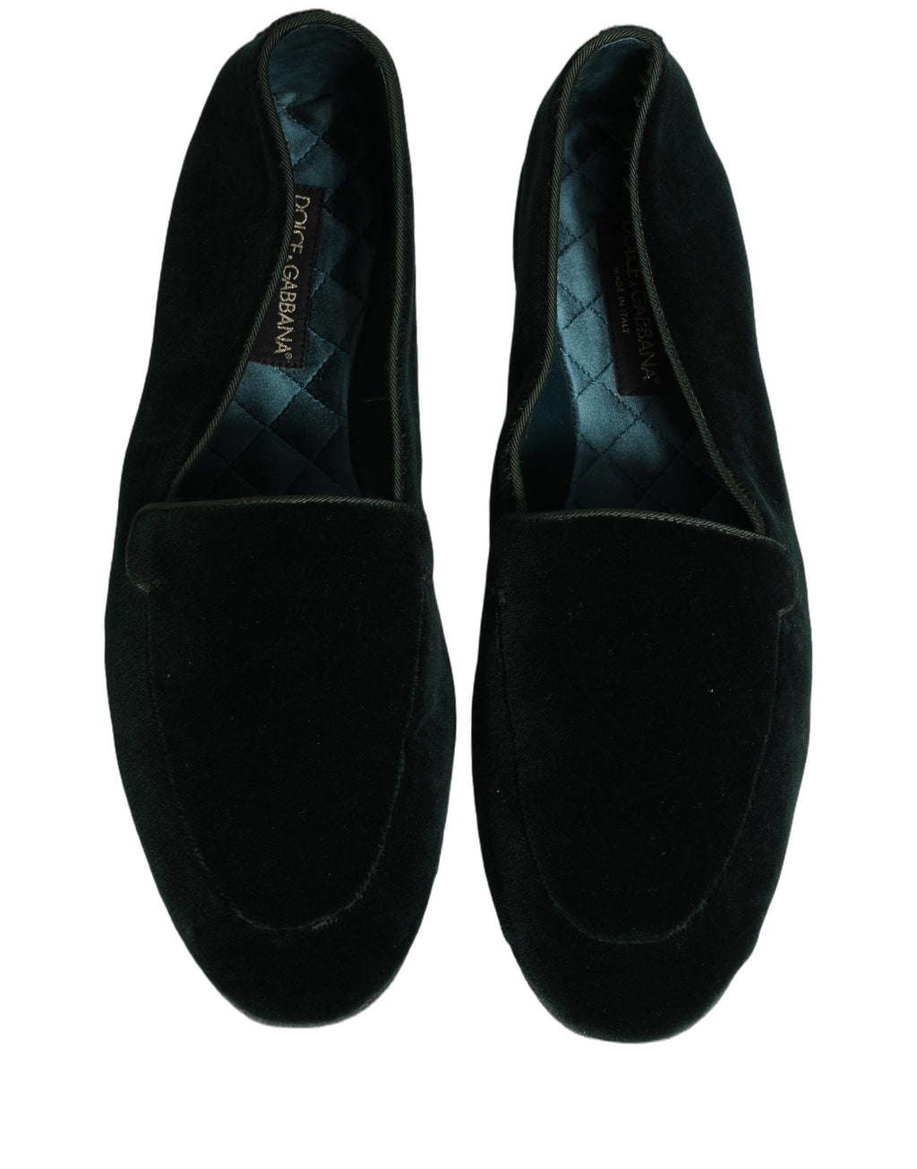 Chaussures mocassins plates à enfiler en velours vert Dolce & Gabbana pour hommes