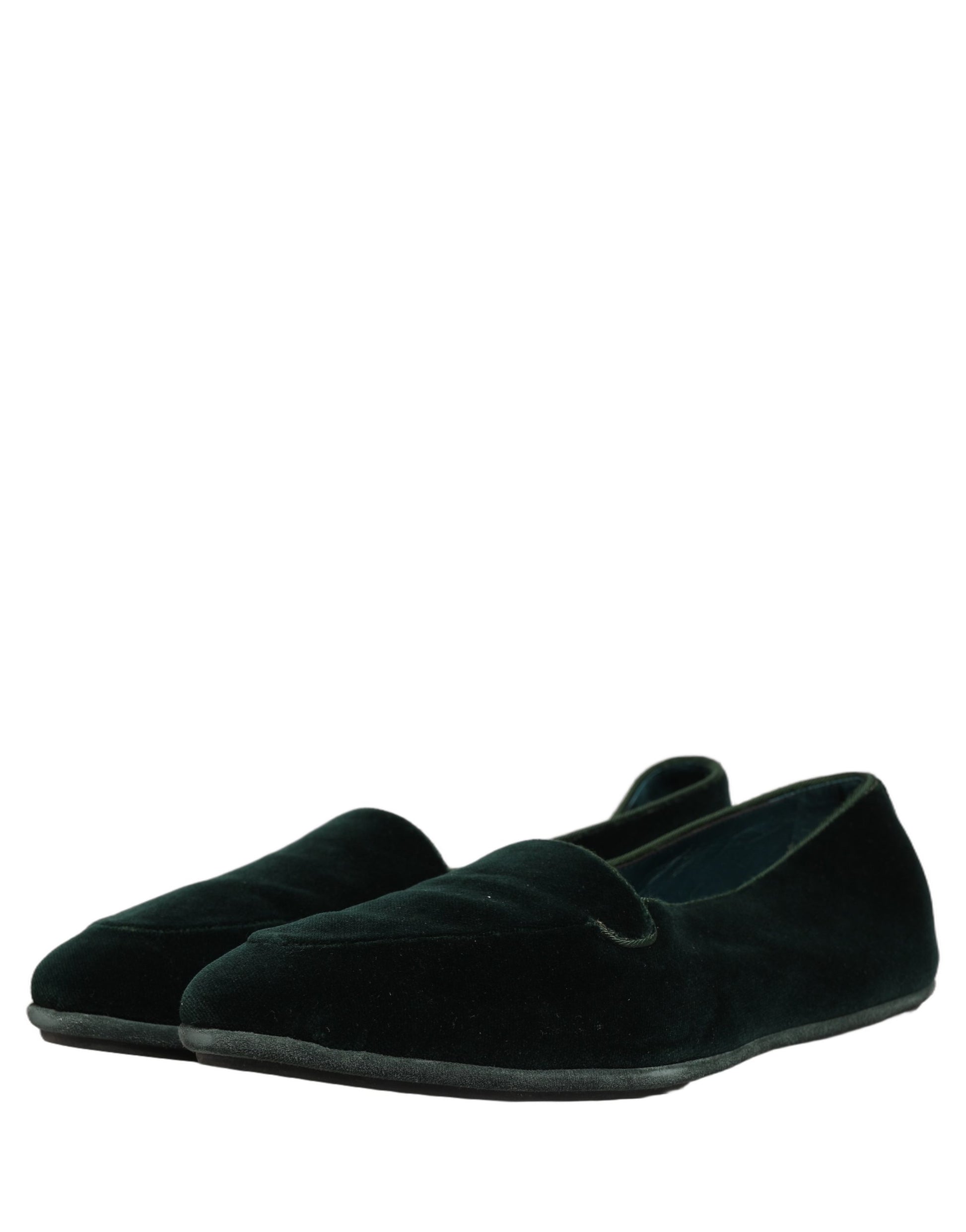 Chaussures mocassins plates à enfiler en velours vert Dolce & Gabbana pour hommes
