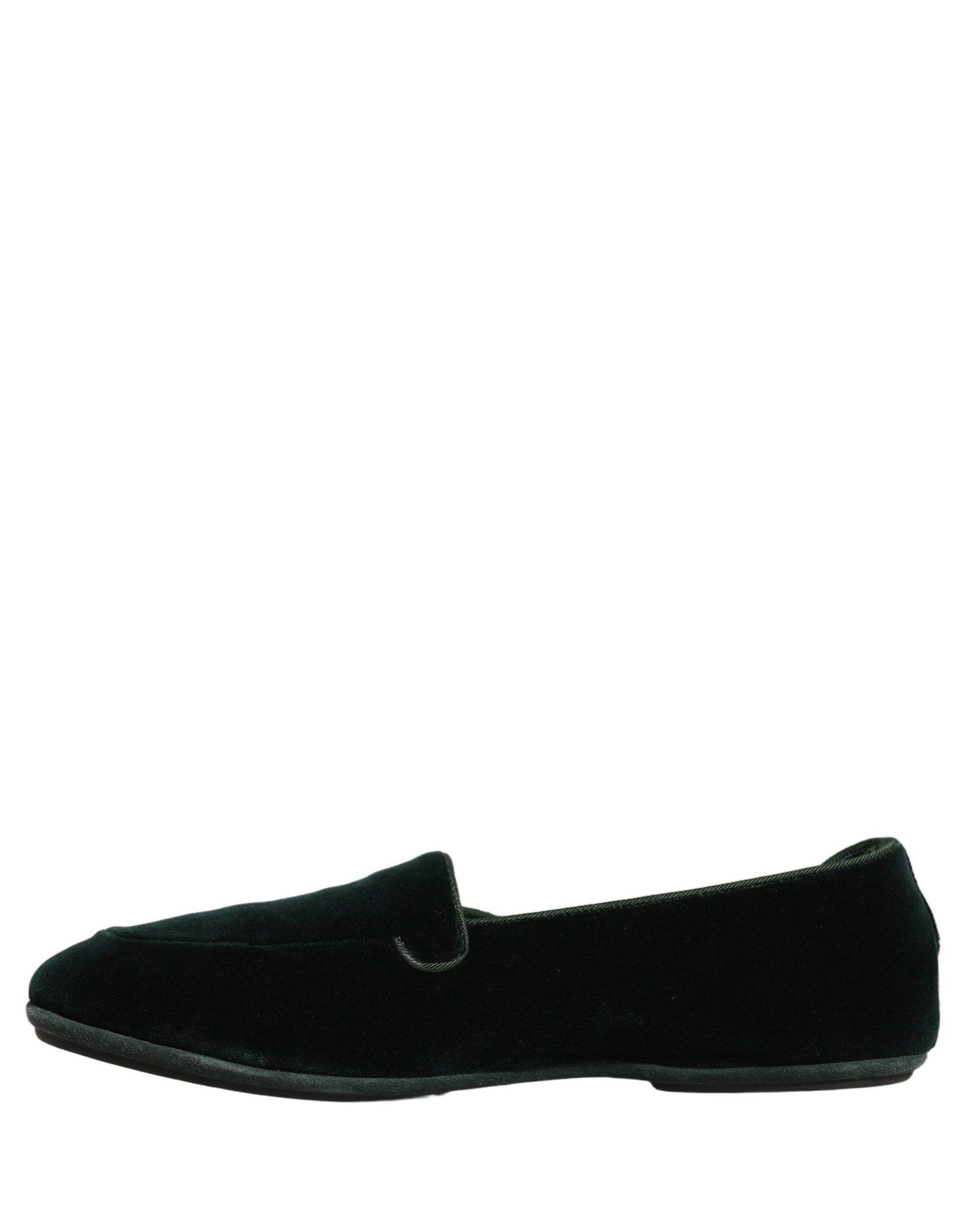 Chaussures mocassins plates à enfiler en velours vert Dolce & Gabbana pour hommes