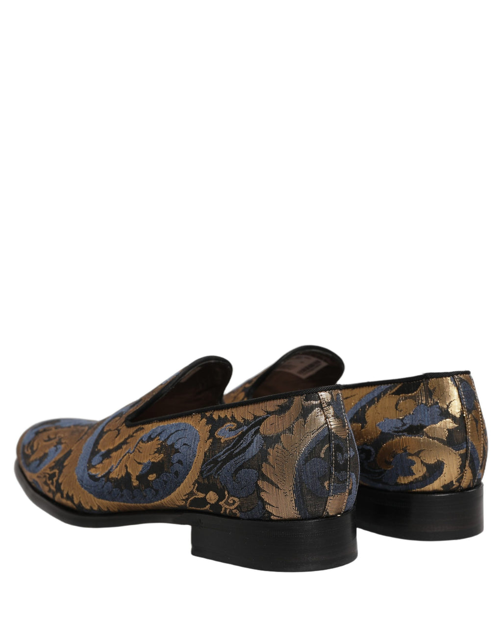 Chaussures habillées mocassins sans lacets en brocart bleu Dolce & Gabbana pour hommes