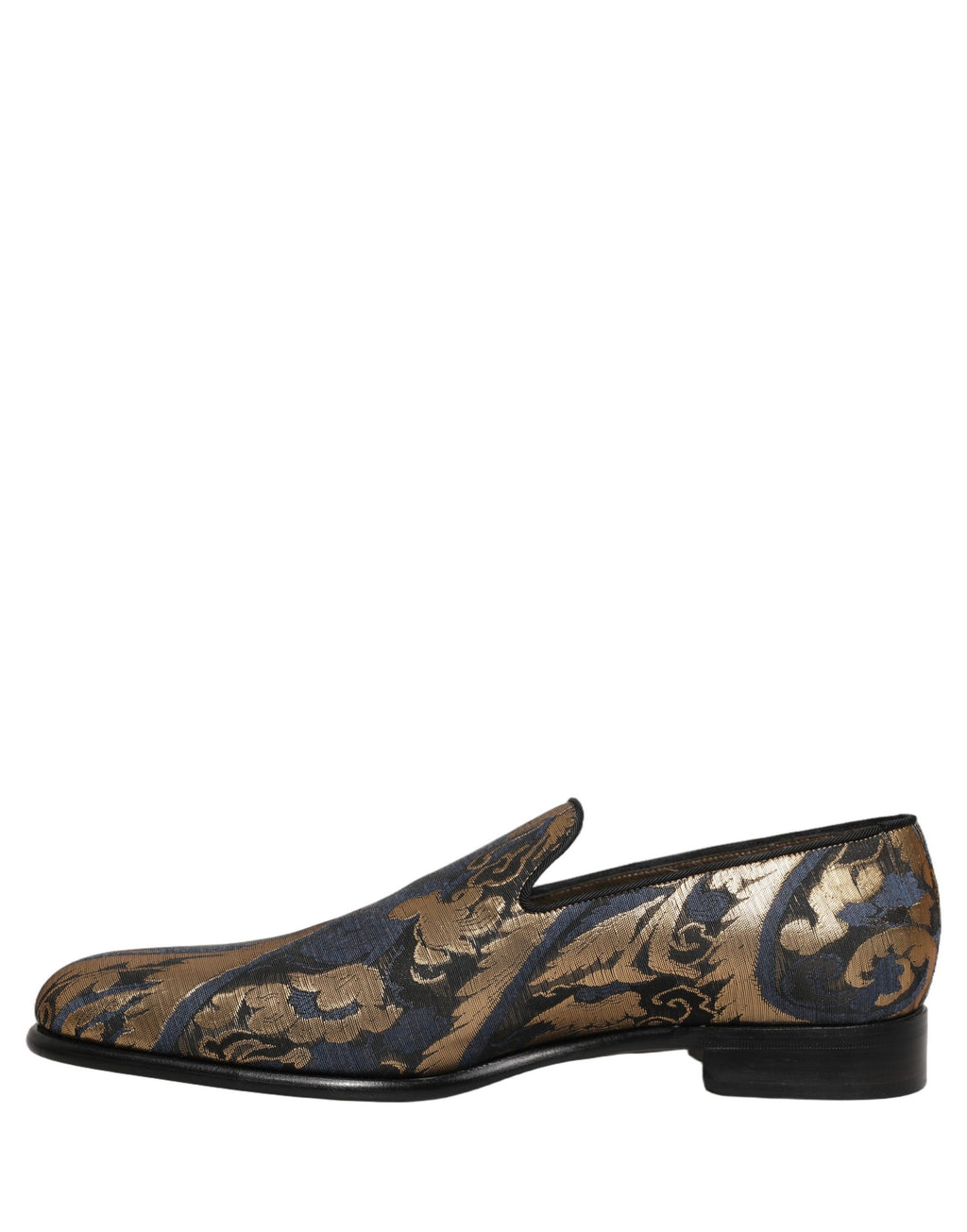 Chaussures habillées mocassins sans lacets en brocart bleu Dolce & Gabbana pour hommes
