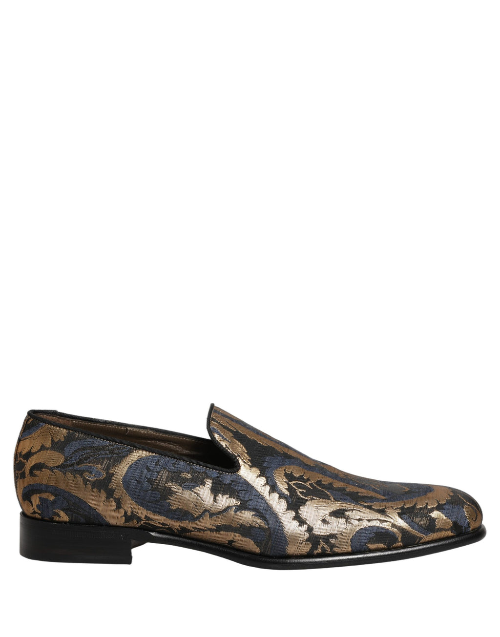 Chaussures habillées mocassins sans lacets en brocart bleu Dolce & Gabbana pour hommes