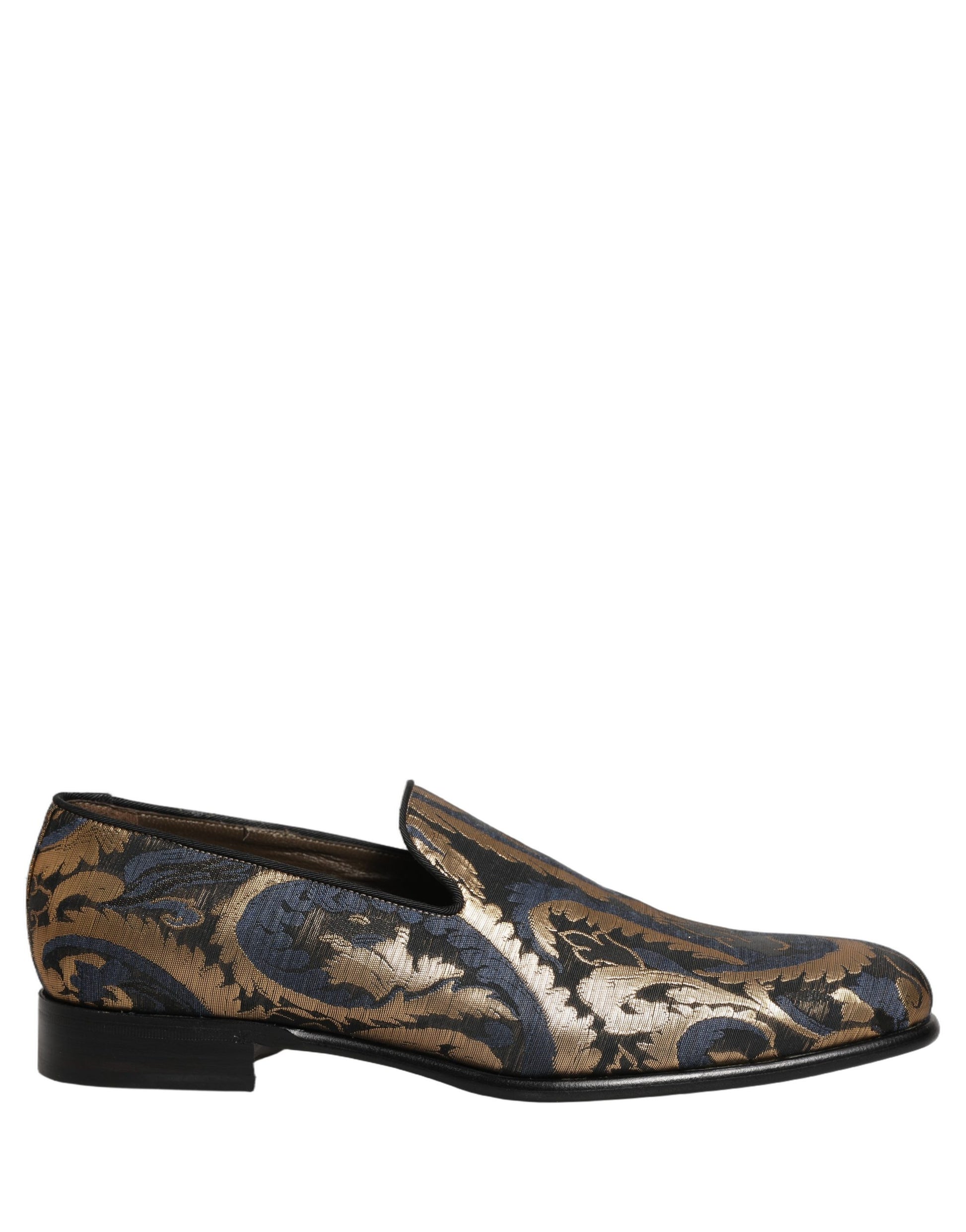 Chaussures habillées mocassins sans lacets en brocart bleu Dolce & Gabbana pour hommes