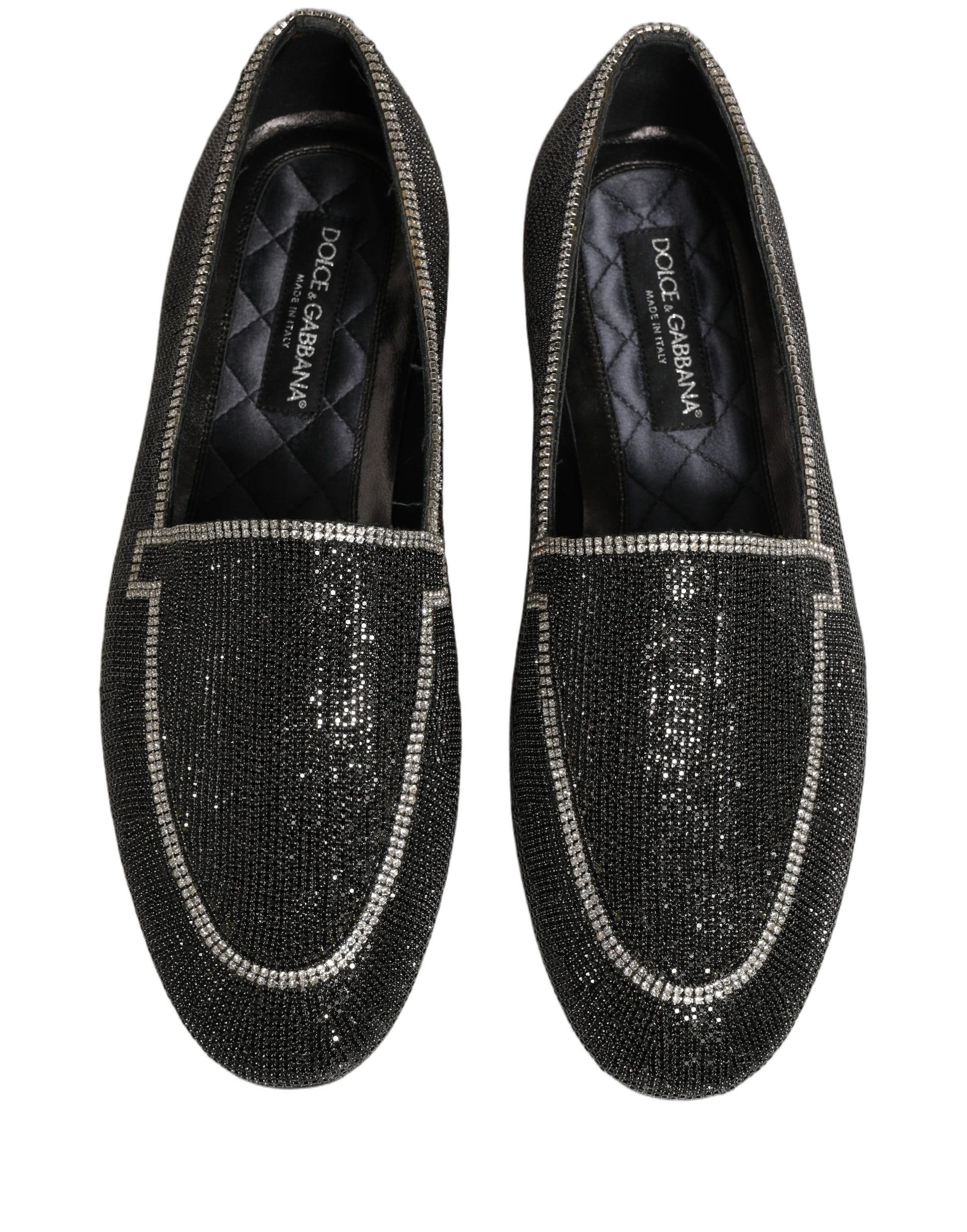 Chaussures Mocassins Homme Dolce & Gabbana Noirs Ornés de Cristaux