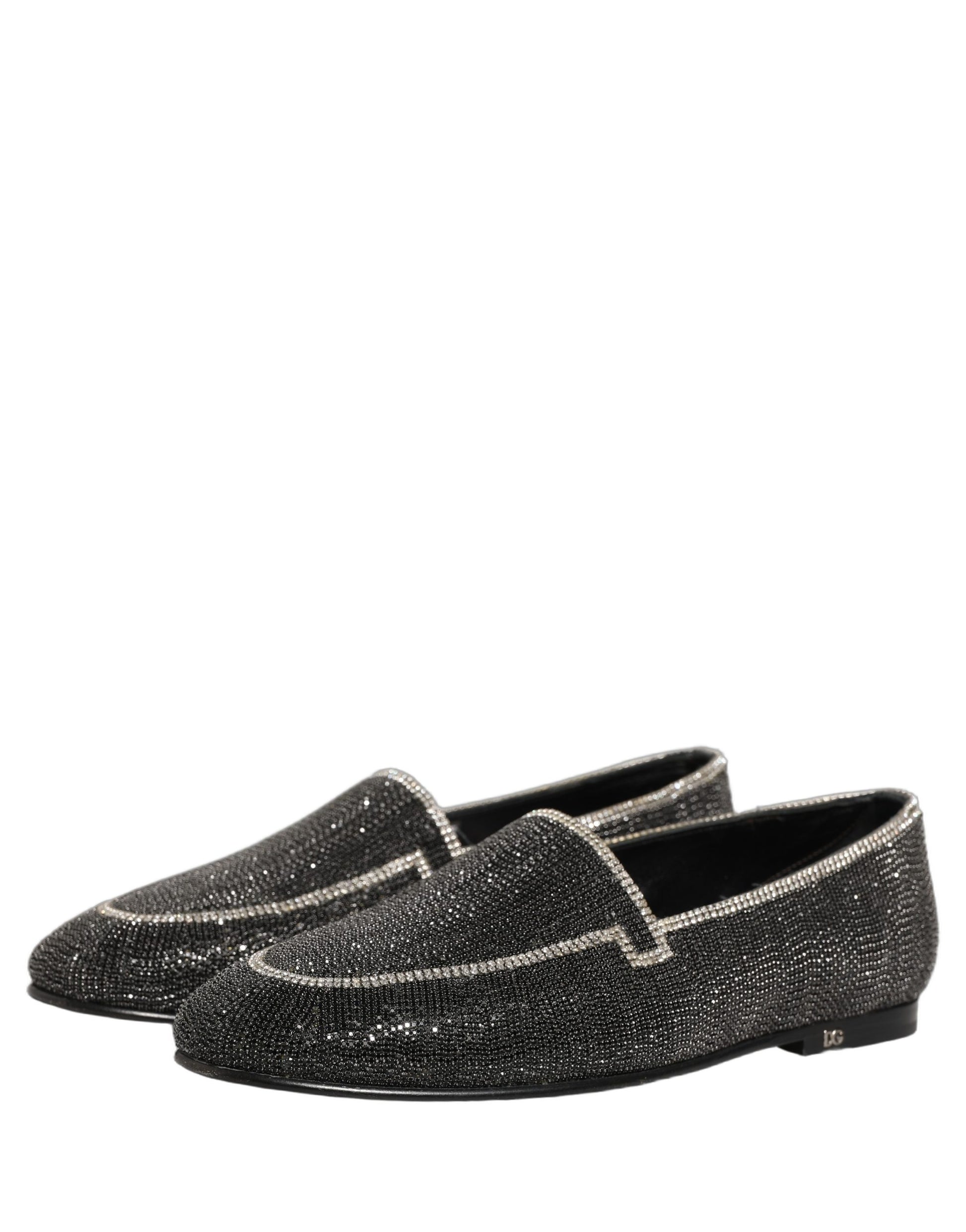 Chaussures Mocassins Homme Dolce & Gabbana Noirs Ornés de Cristaux