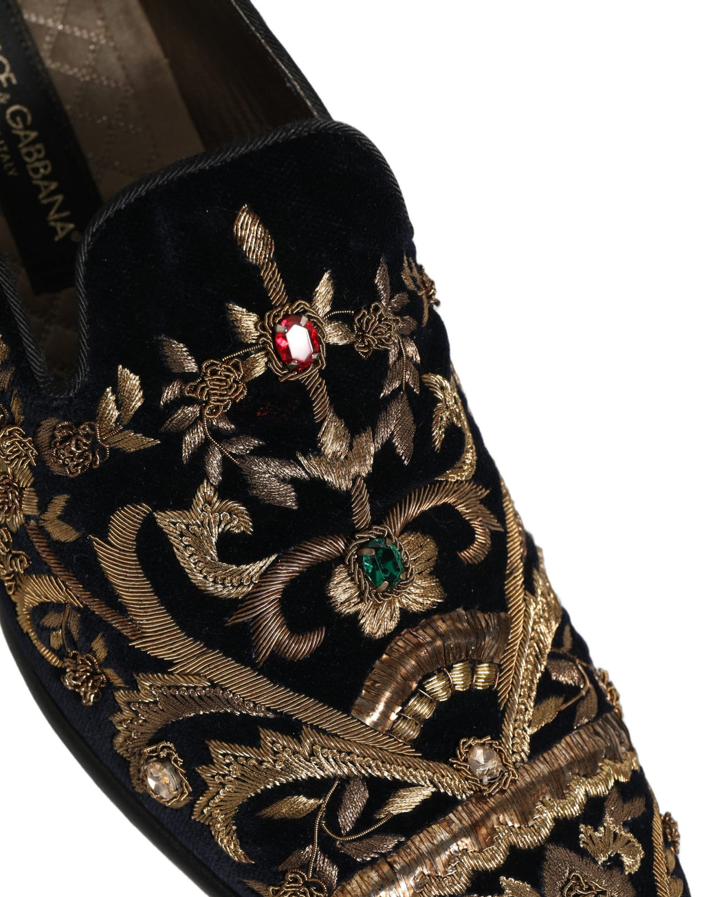Chaussures Mocassins Dolce & Gabbana en Velours Noir Orné