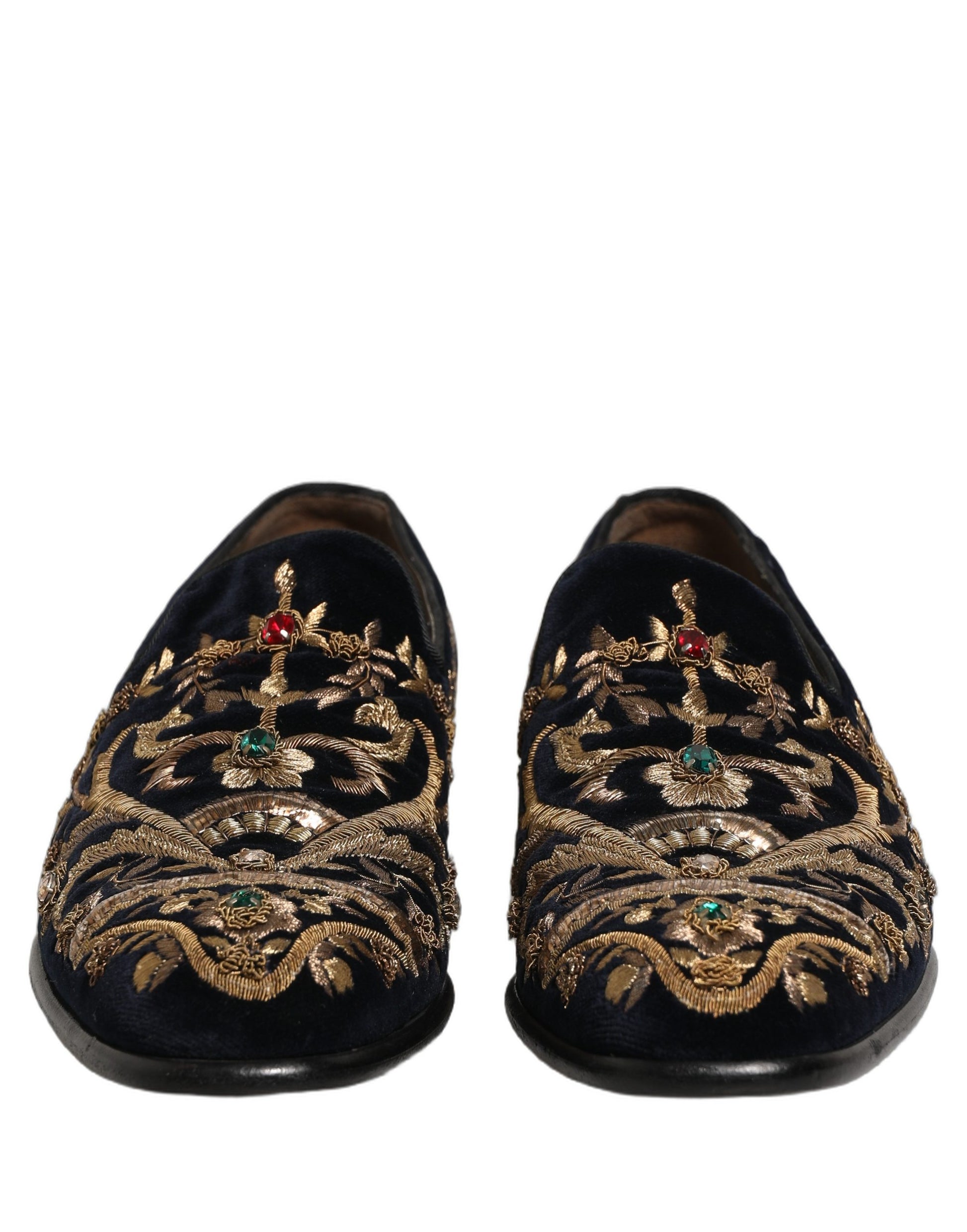 Chaussures Mocassins Dolce & Gabbana en Velours Noir Orné