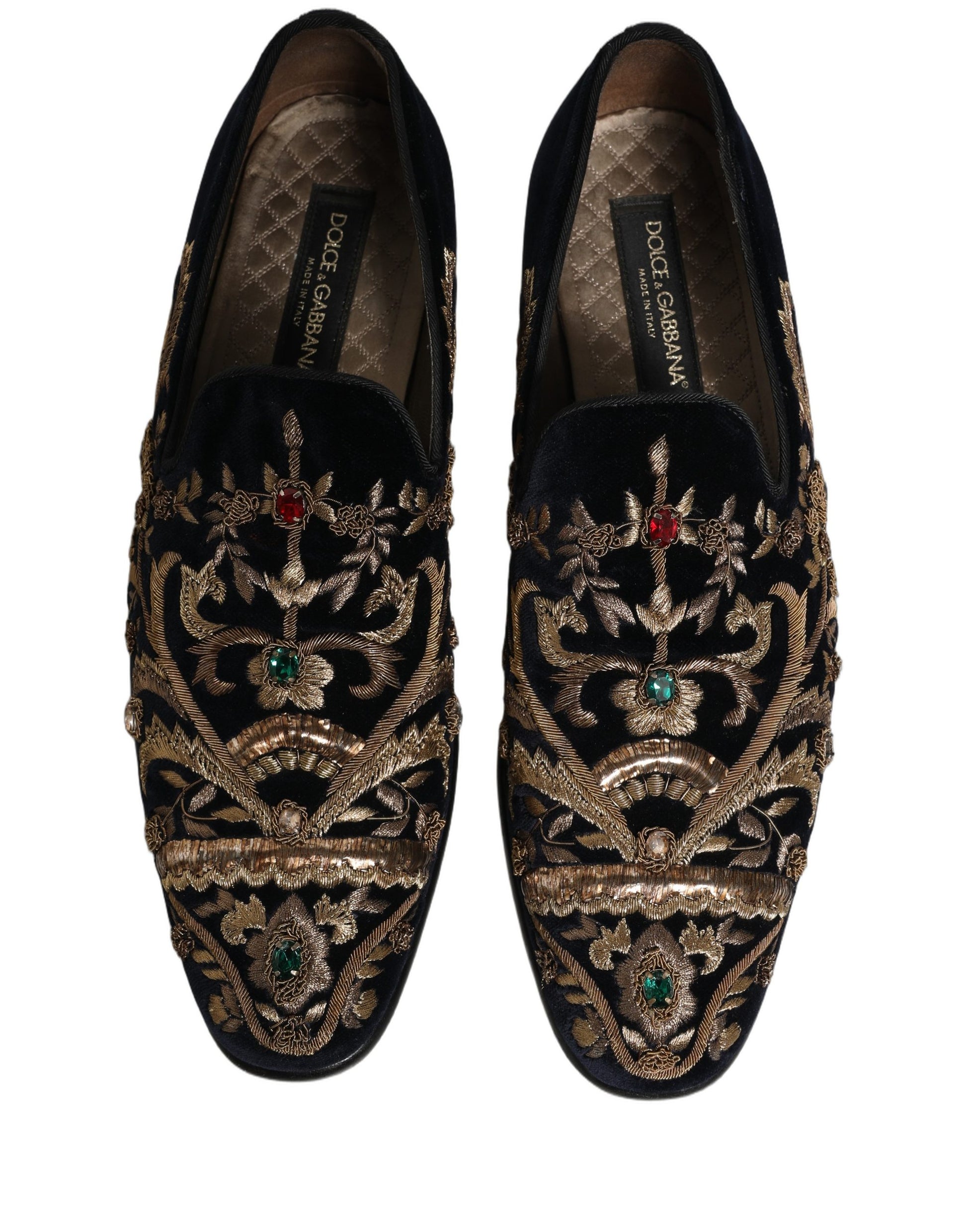 Chaussures Mocassins Dolce & Gabbana en Velours Noir Orné