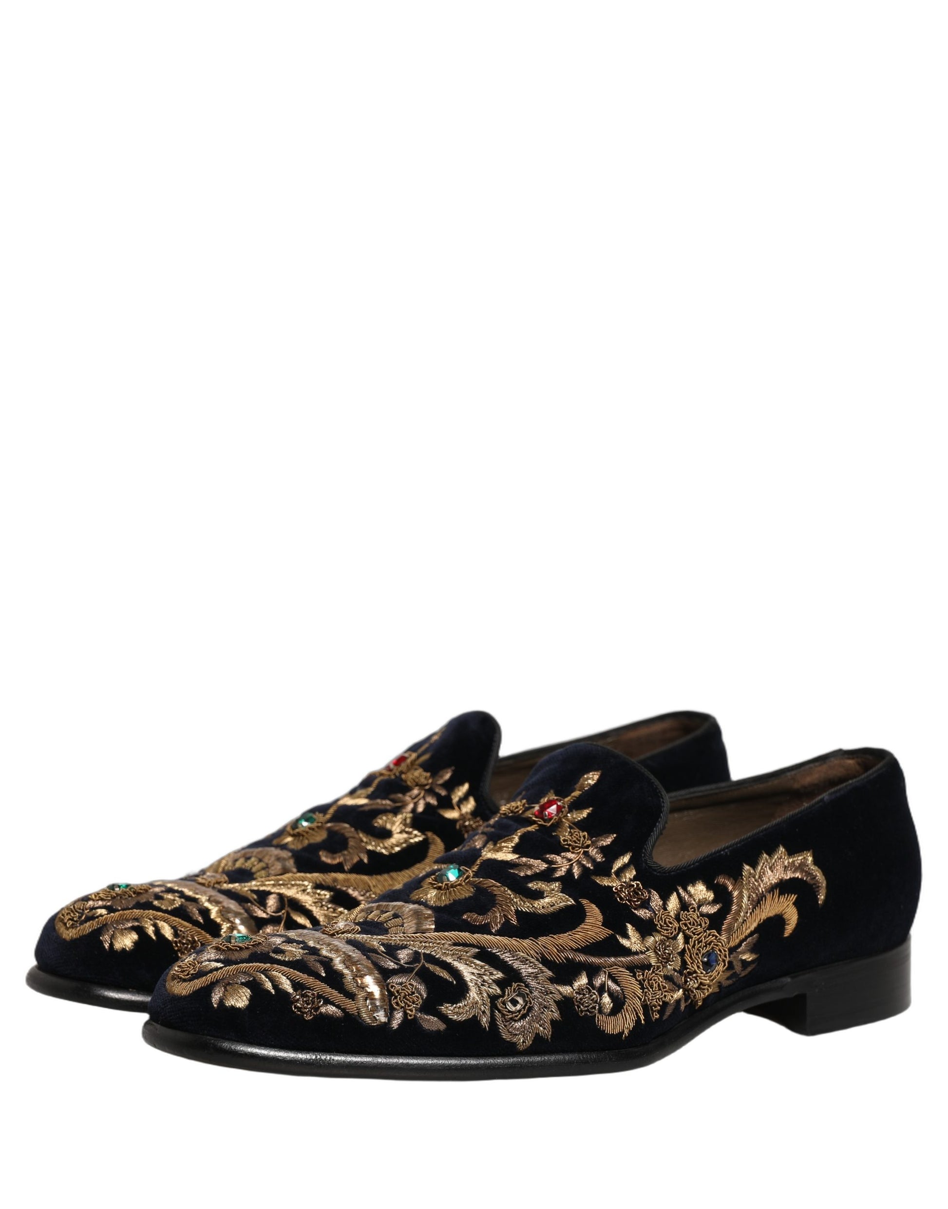 Chaussures Mocassins Dolce & Gabbana en Velours Noir Orné