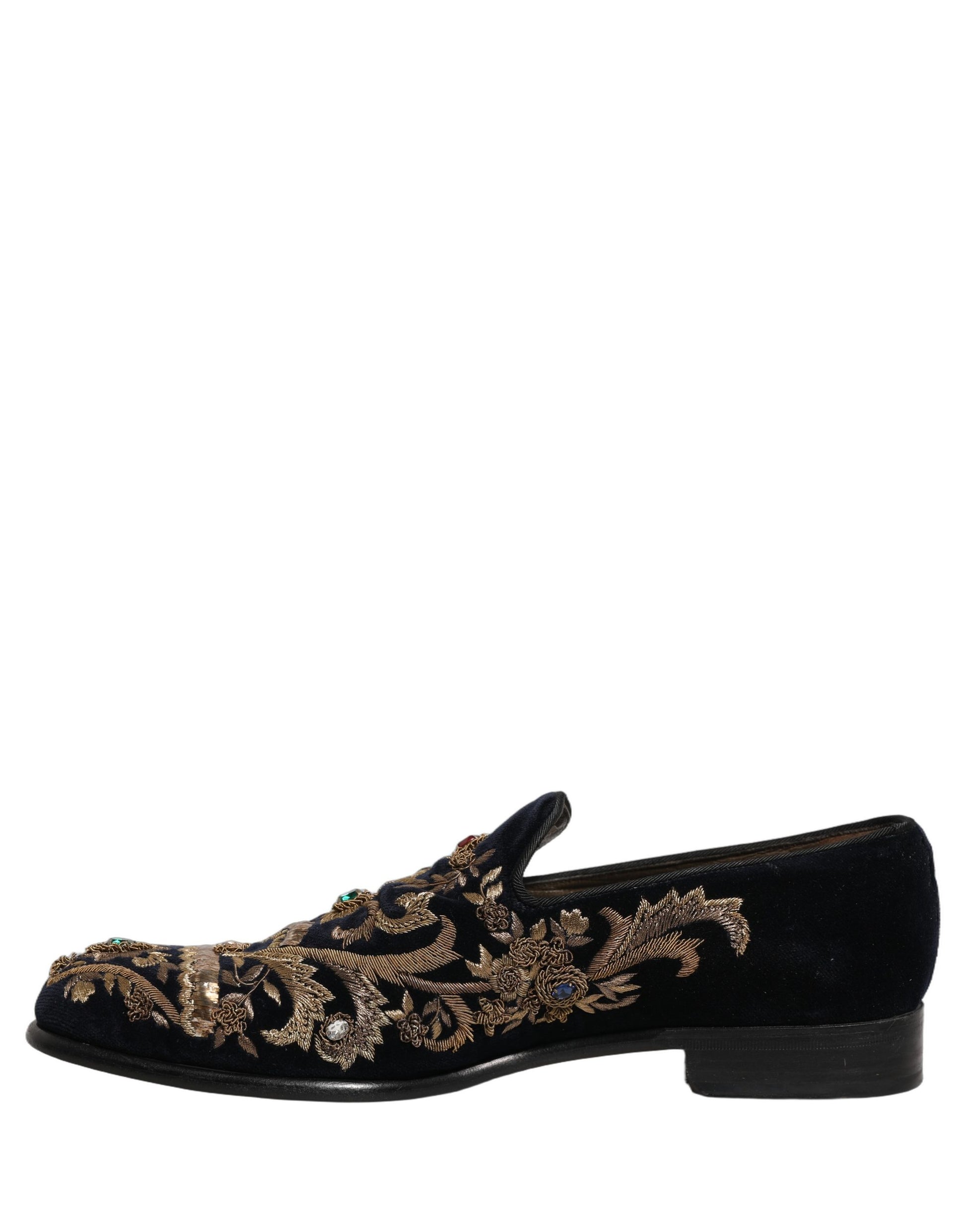 Chaussures Mocassins Dolce & Gabbana en Velours Noir Orné