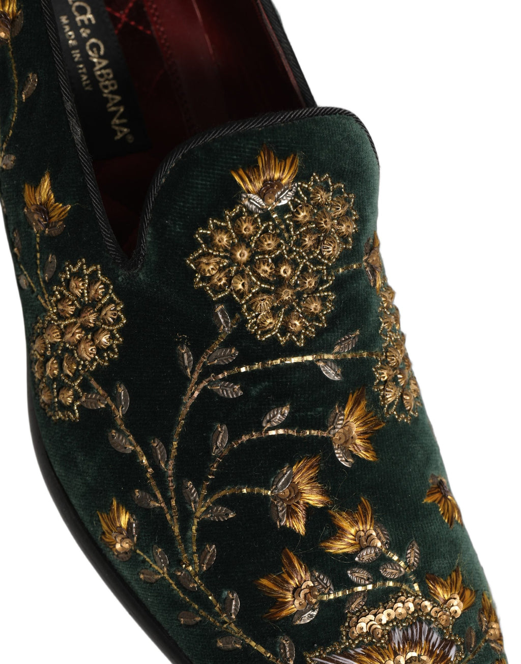 Chaussures mocassins Dolce & Gabbana brodées fleuries vertes