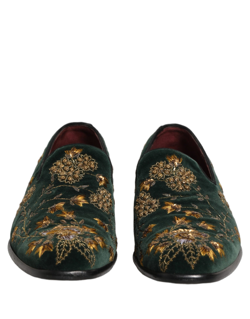 Chaussures mocassins Dolce & Gabbana brodées fleuries vertes