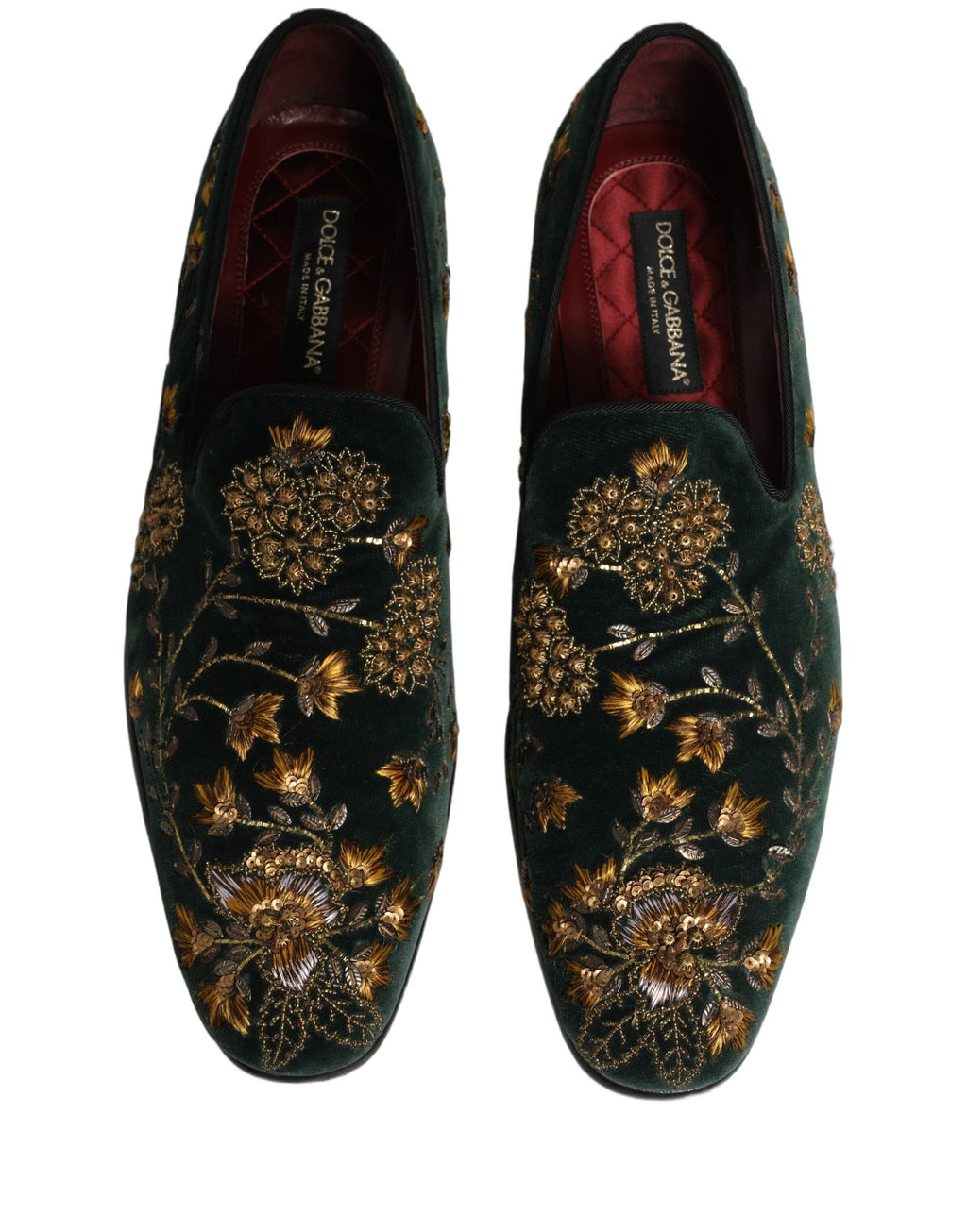 Chaussures mocassins Dolce & Gabbana brodées fleuries vertes