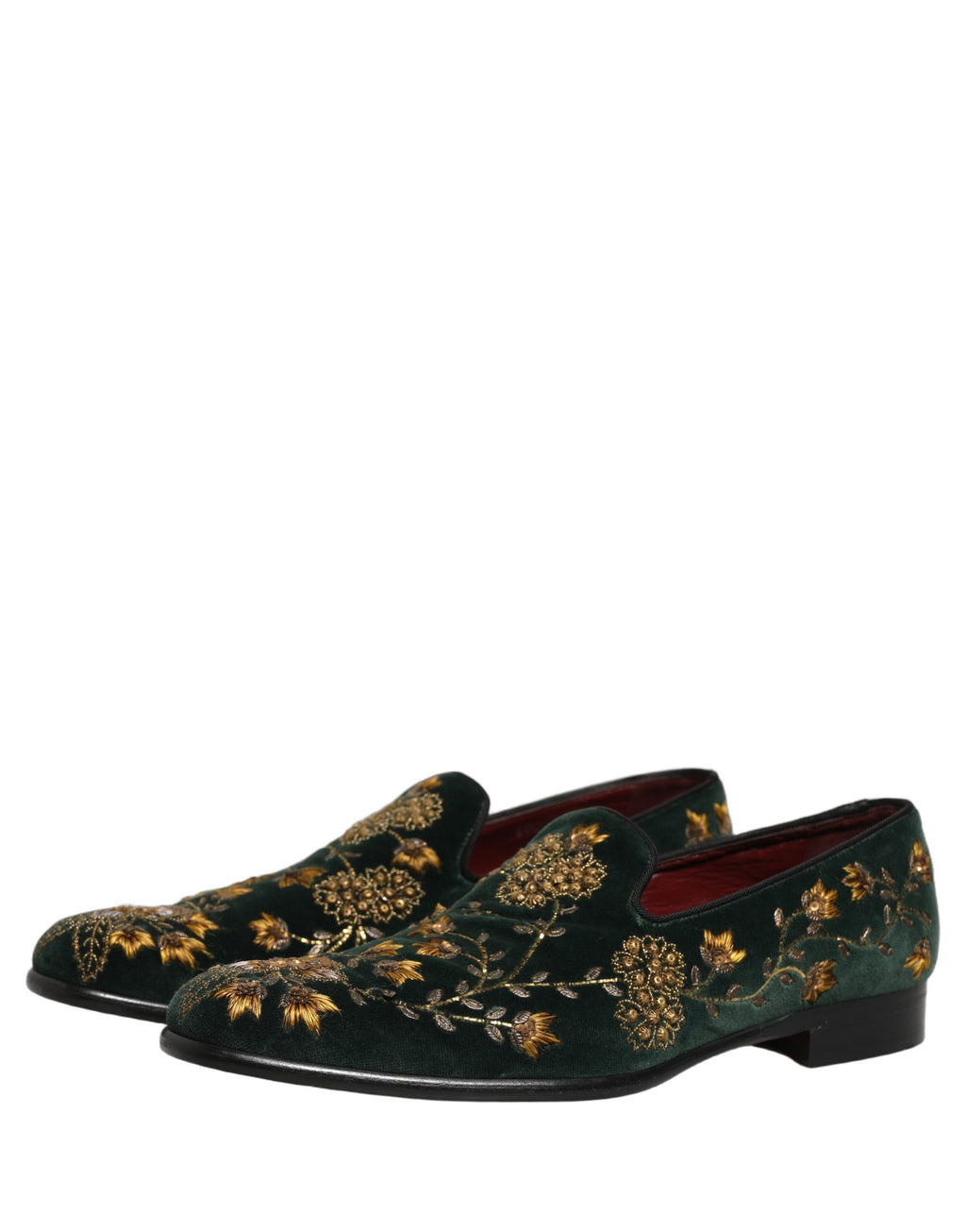 Chaussures mocassins Dolce & Gabbana brodées fleuries vertes