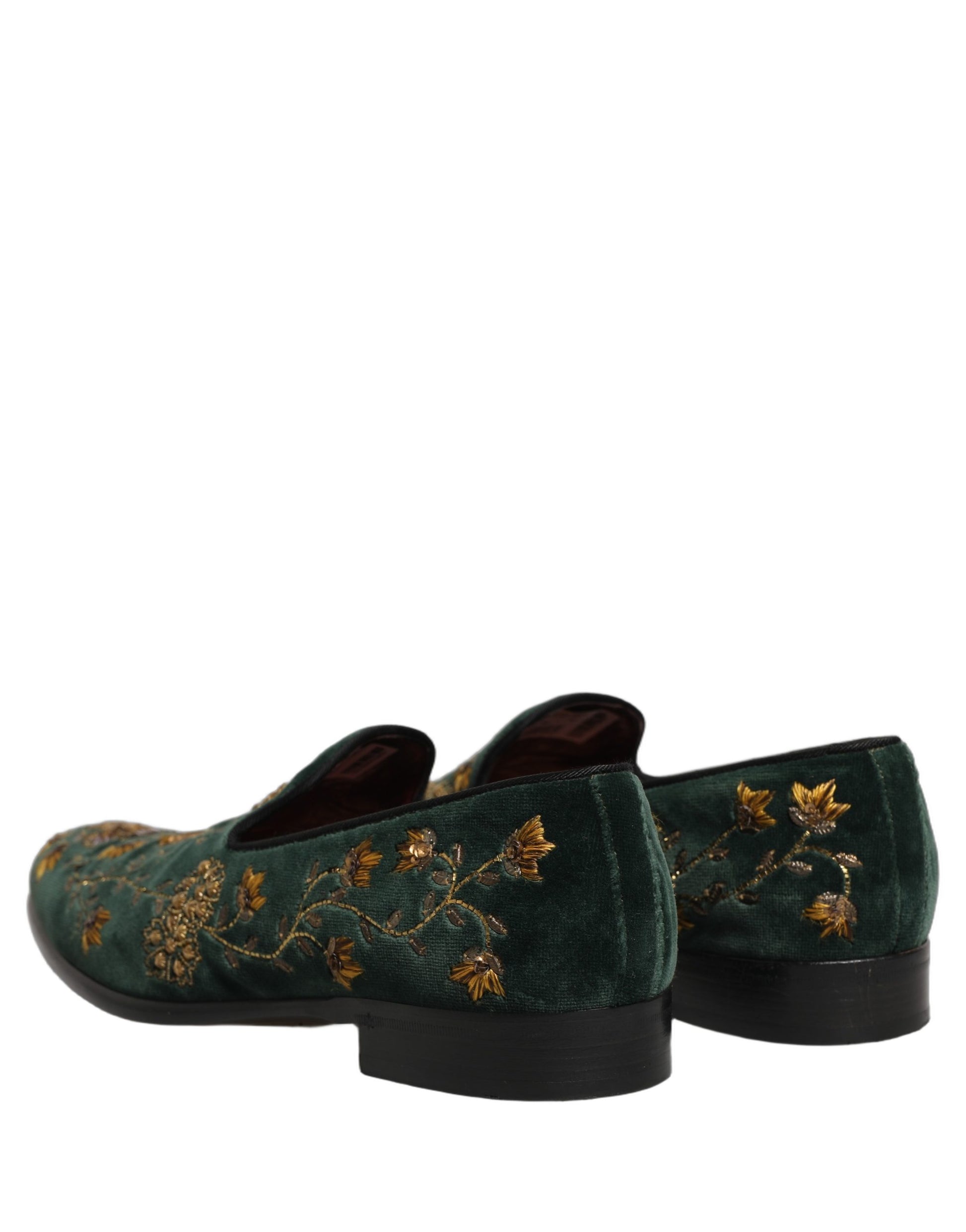 Chaussures mocassins Dolce & Gabbana brodées fleuries vertes