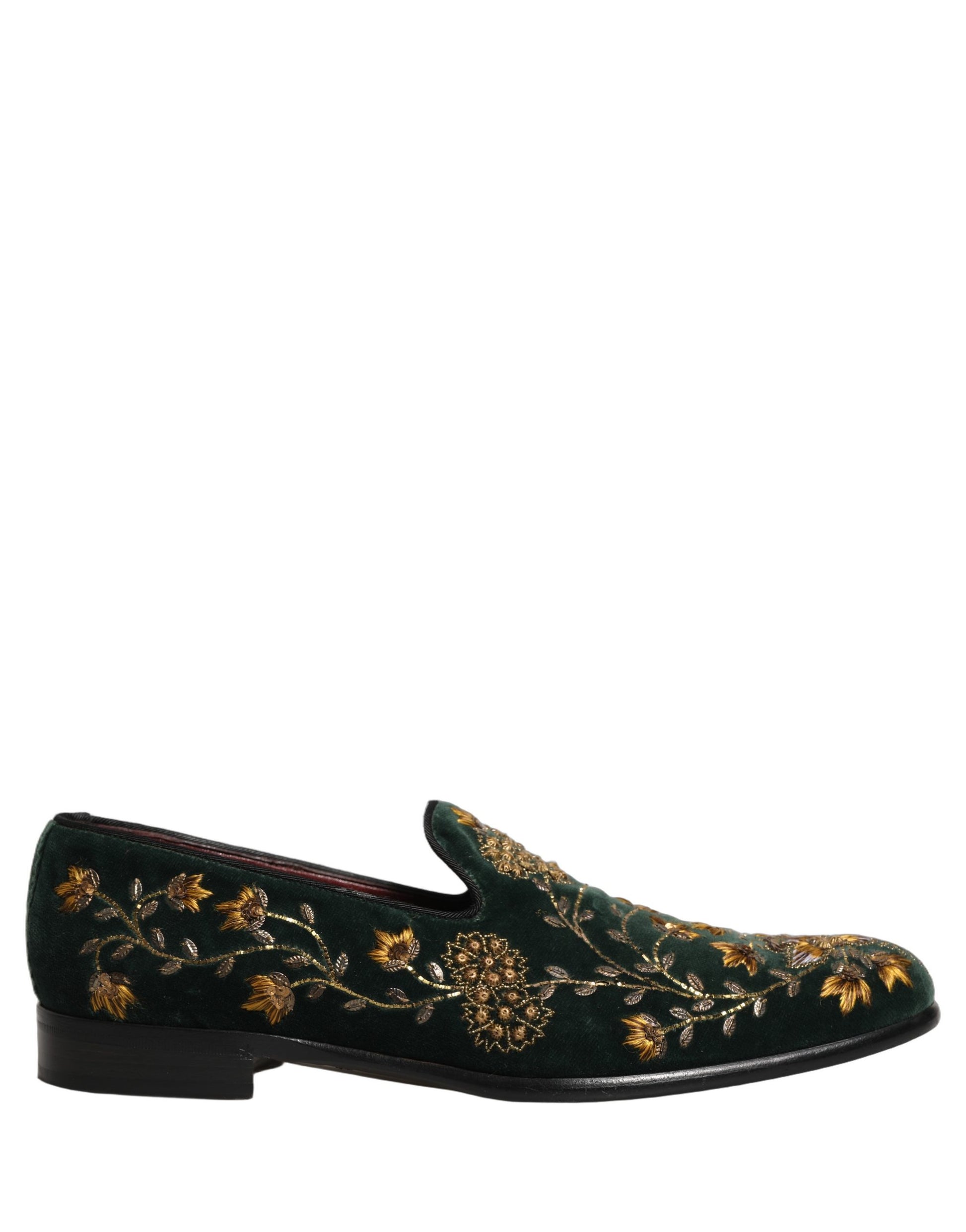 Chaussures mocassins Dolce & Gabbana brodées fleuries vertes