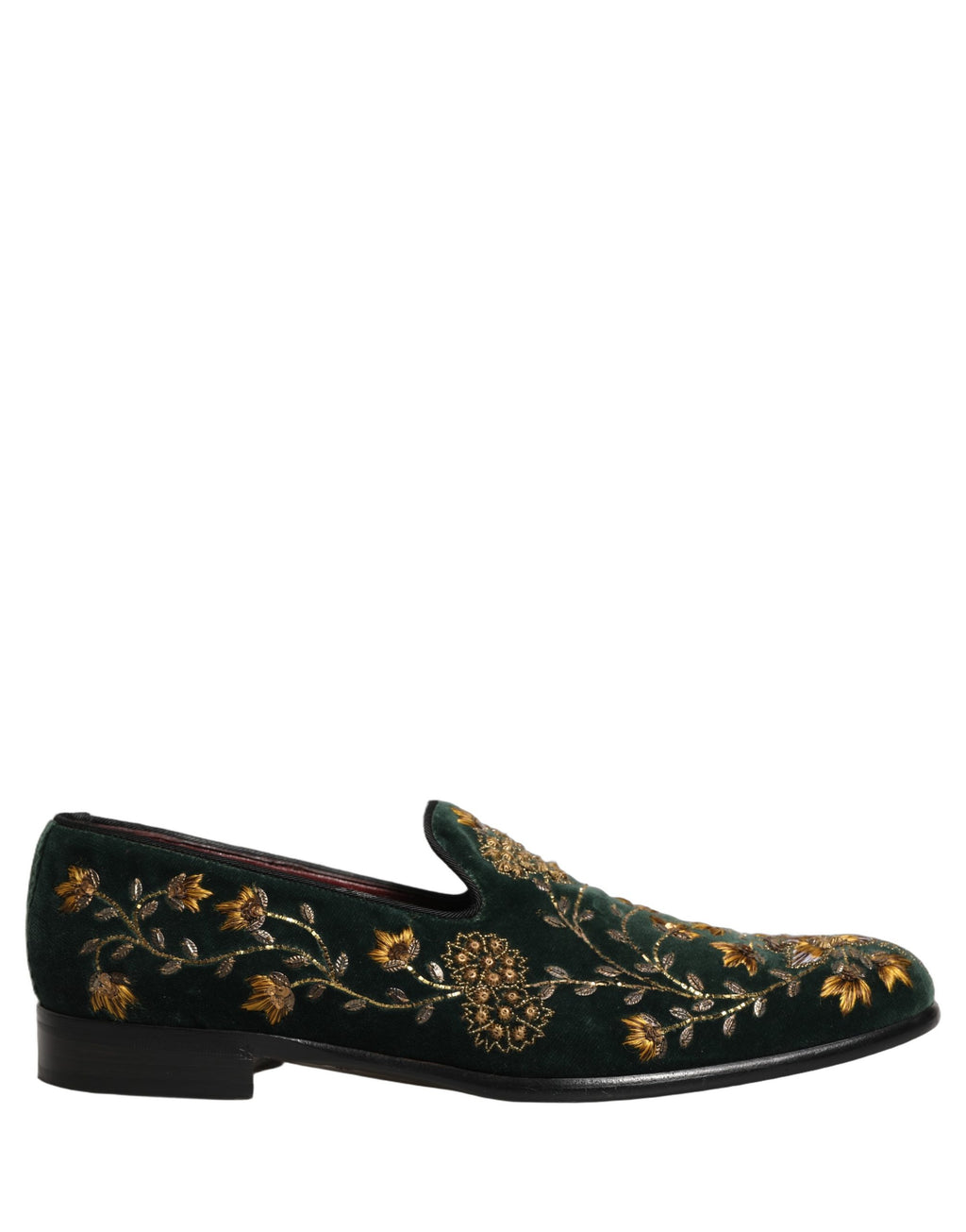 Chaussures mocassins Dolce & Gabbana brodées fleuries vertes