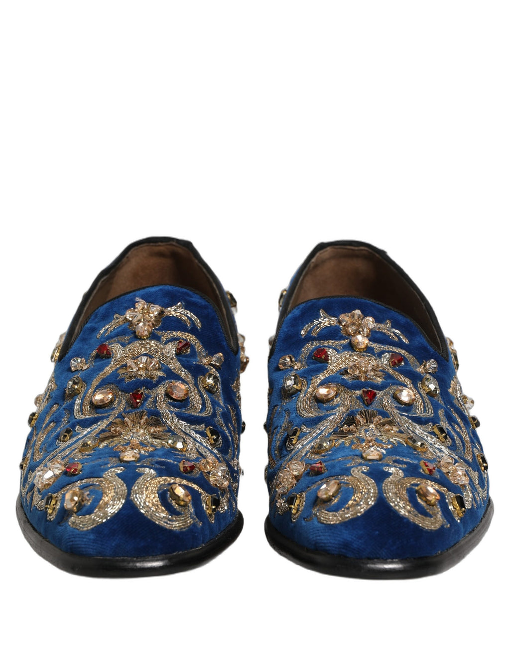 Chaussures Mocassins Dolce & Gabbana en Velours Bleu Ornés