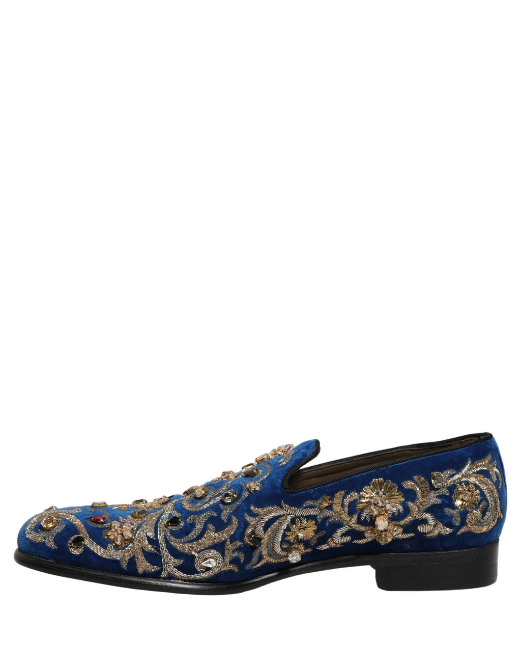 Chaussures Mocassins Dolce & Gabbana en Velours Bleu Ornés