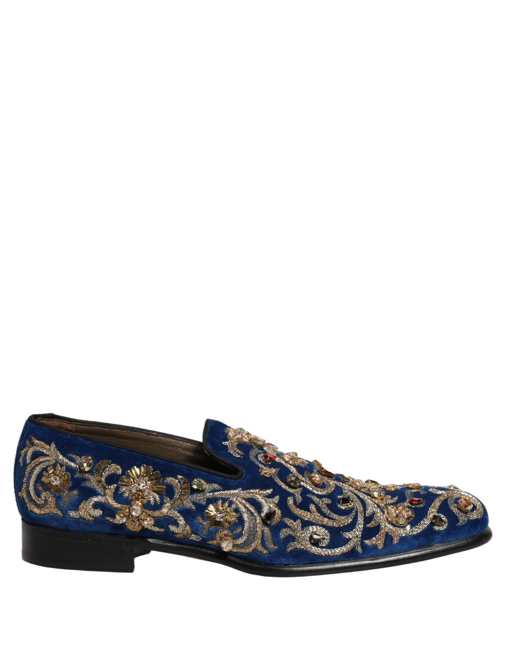 Chaussures Mocassins Dolce & Gabbana en Velours Bleu Ornés