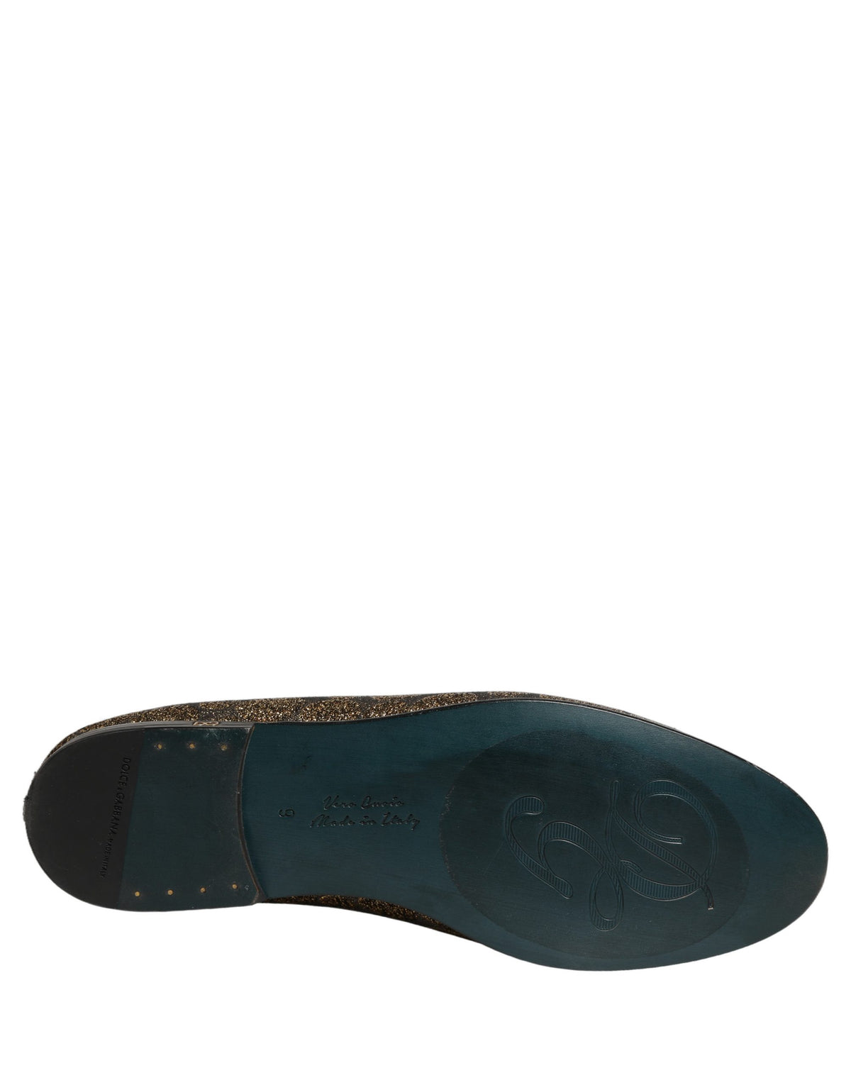 Chaussures mocassins à enfiler Dolce & Gabbana en lurex doré pailleté pour homme