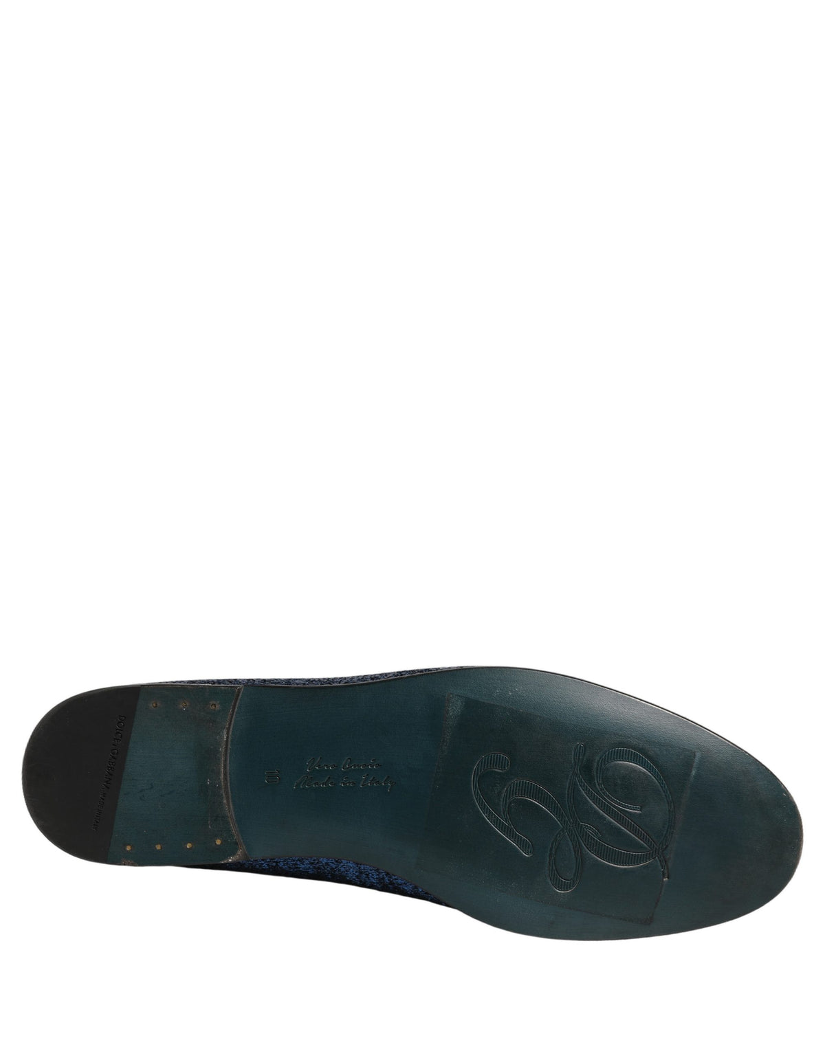 Mocassins Dolce & Gabbana en lurex bleu à paillettes avec logo DG