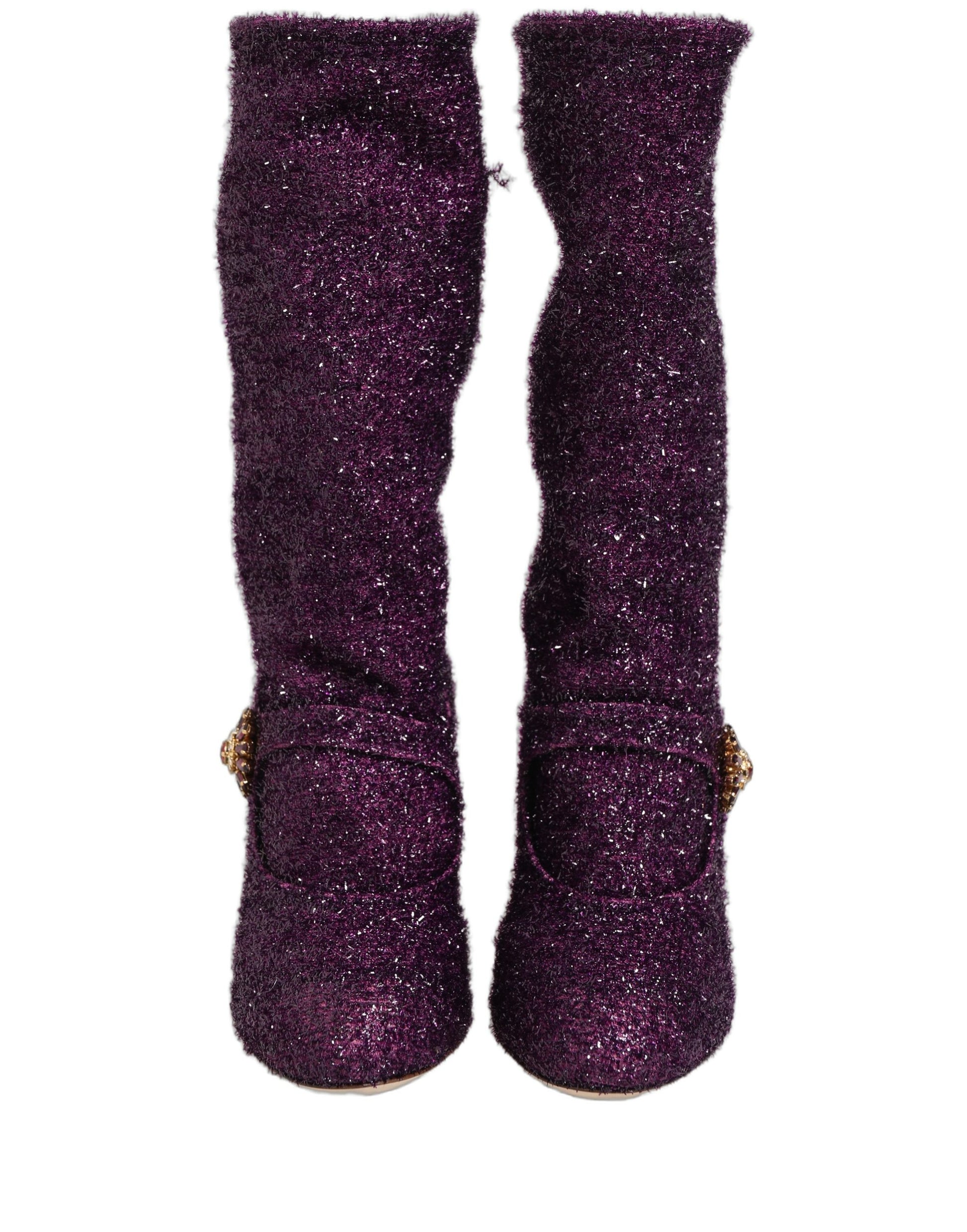 Chaussures hautes Dolce & Gabbana en lurex fantaisie cristal violet