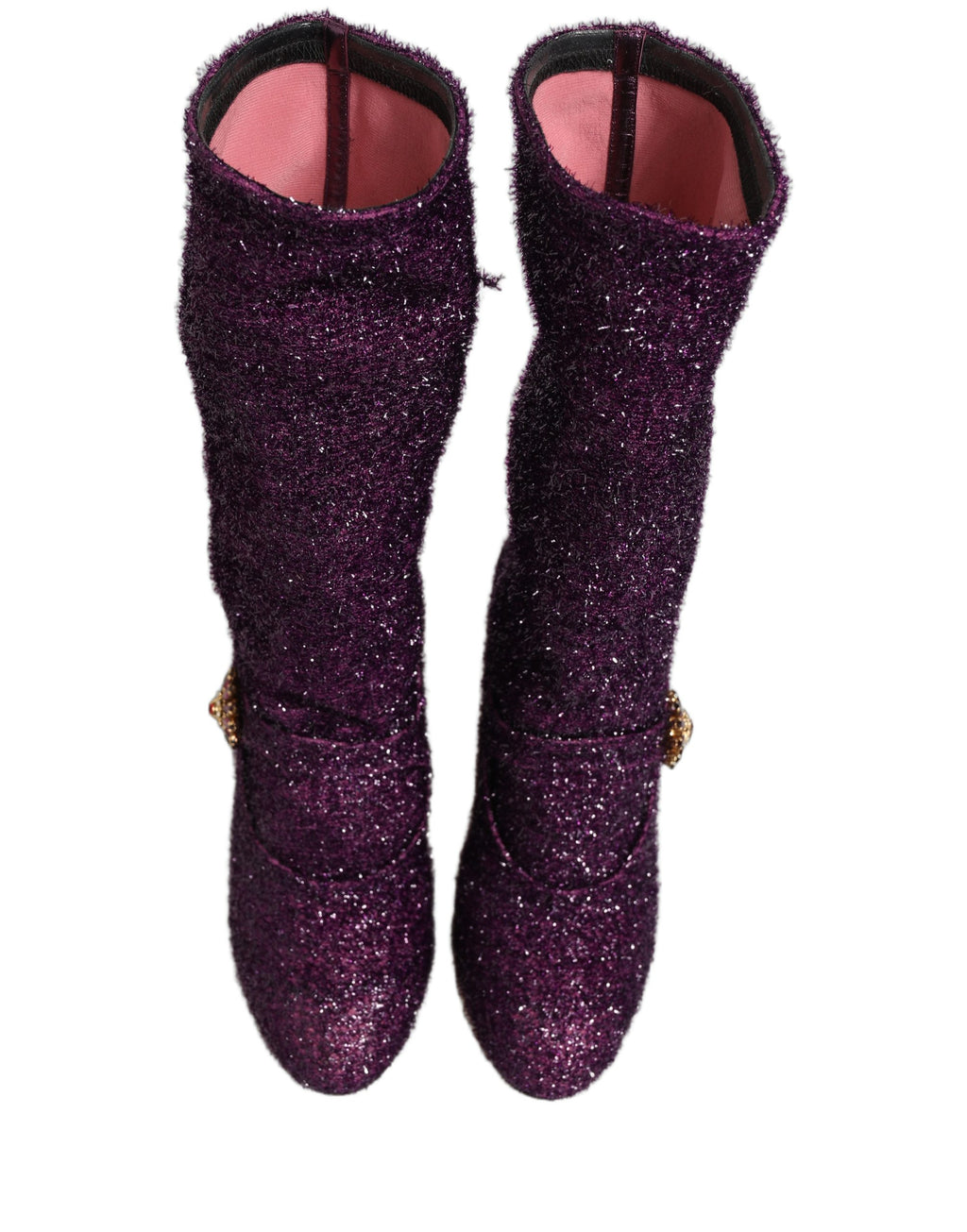 Chaussures hautes Dolce & Gabbana en lurex fantaisie cristal violet