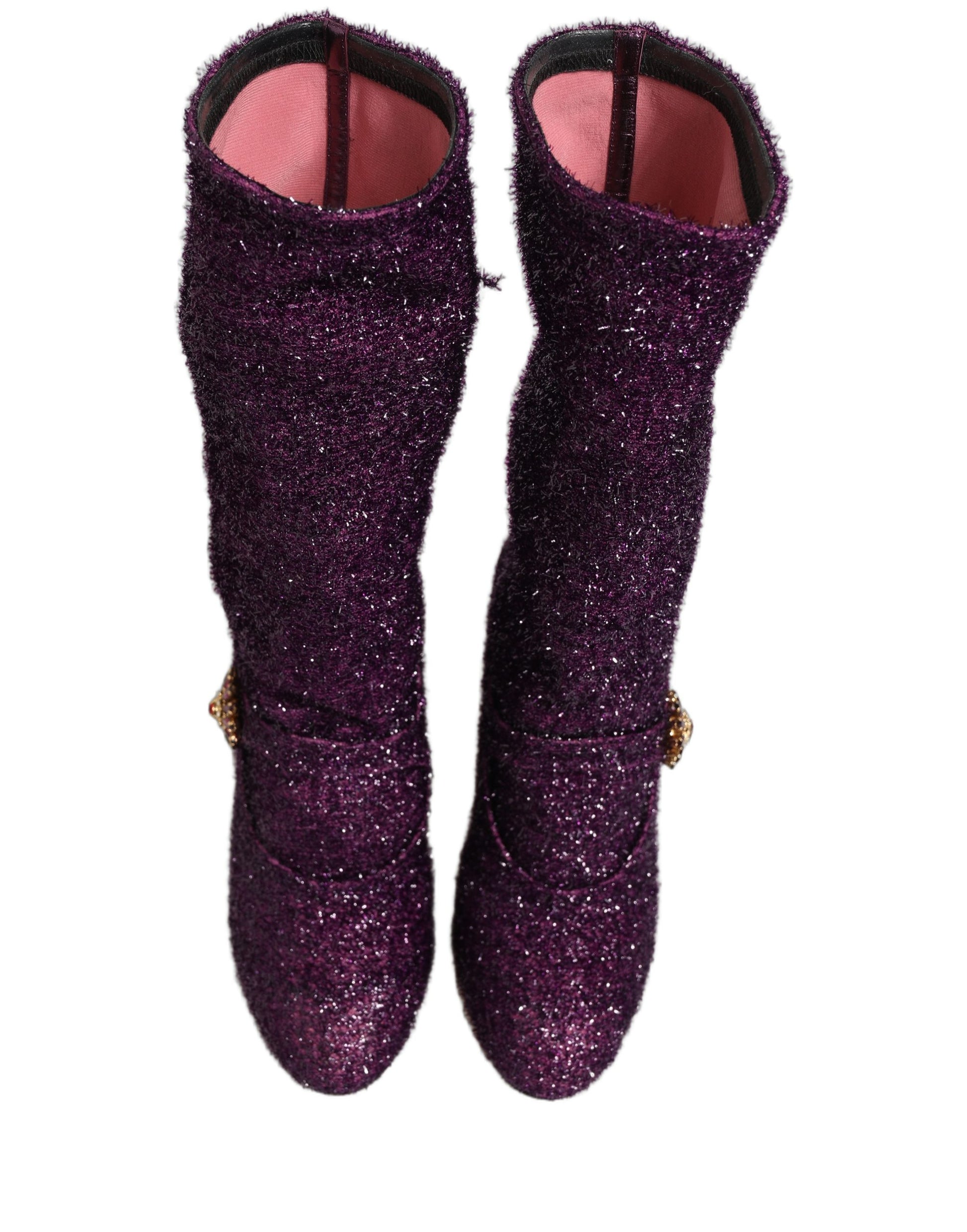 Chaussures hautes Dolce & Gabbana en lurex fantaisie cristal violet