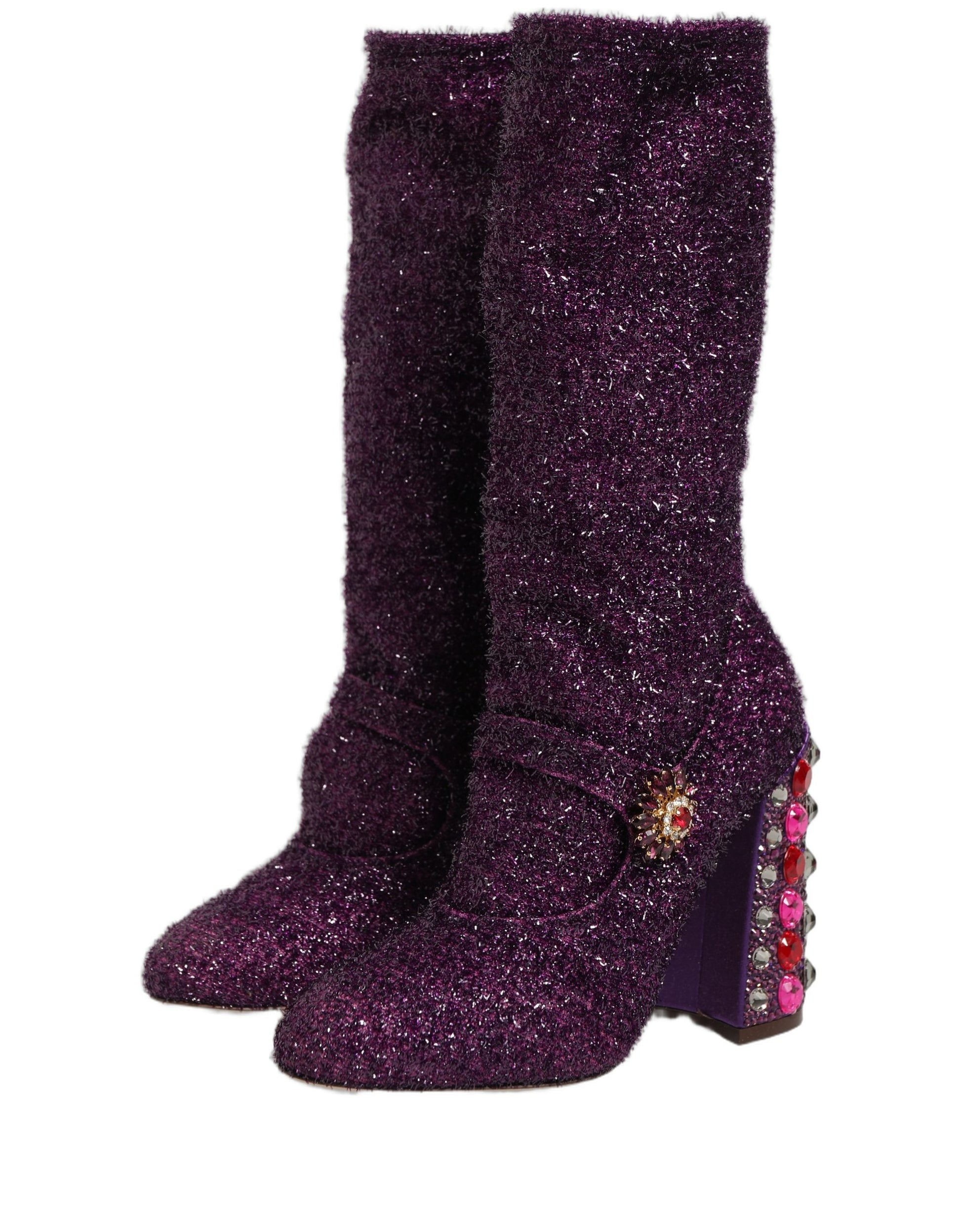 Chaussures hautes Dolce & Gabbana en lurex fantaisie cristal violet