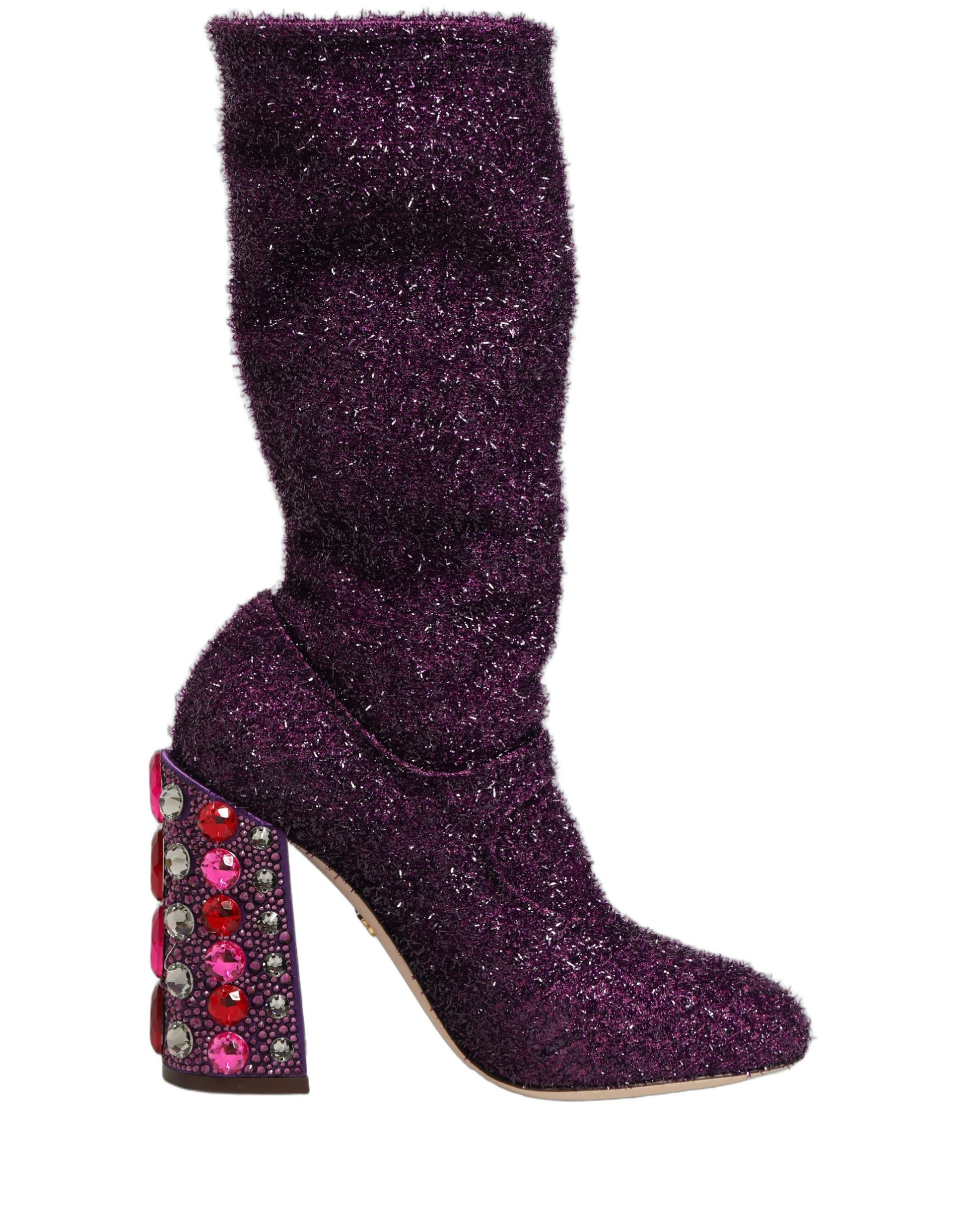 Chaussures hautes Dolce & Gabbana en lurex fantaisie cristal violet