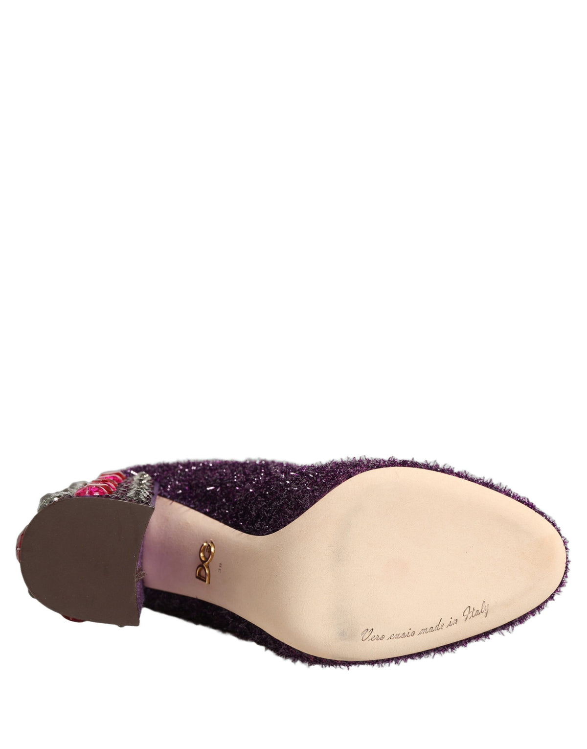 Chaussures hautes Dolce & Gabbana en lurex fantaisie cristal violet