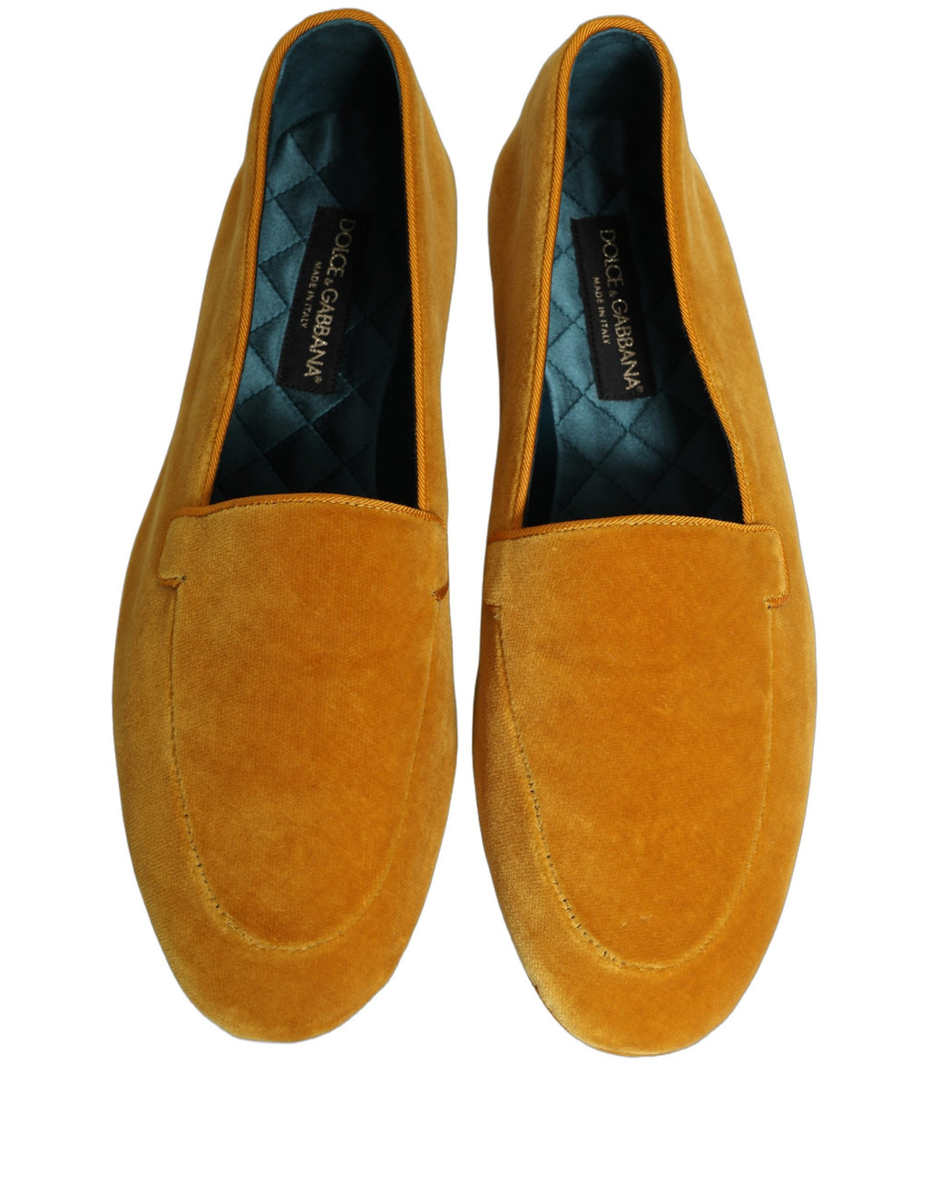 Mocassins de ville pour homme Dolce & Gabbana en velours jaune à enfiler