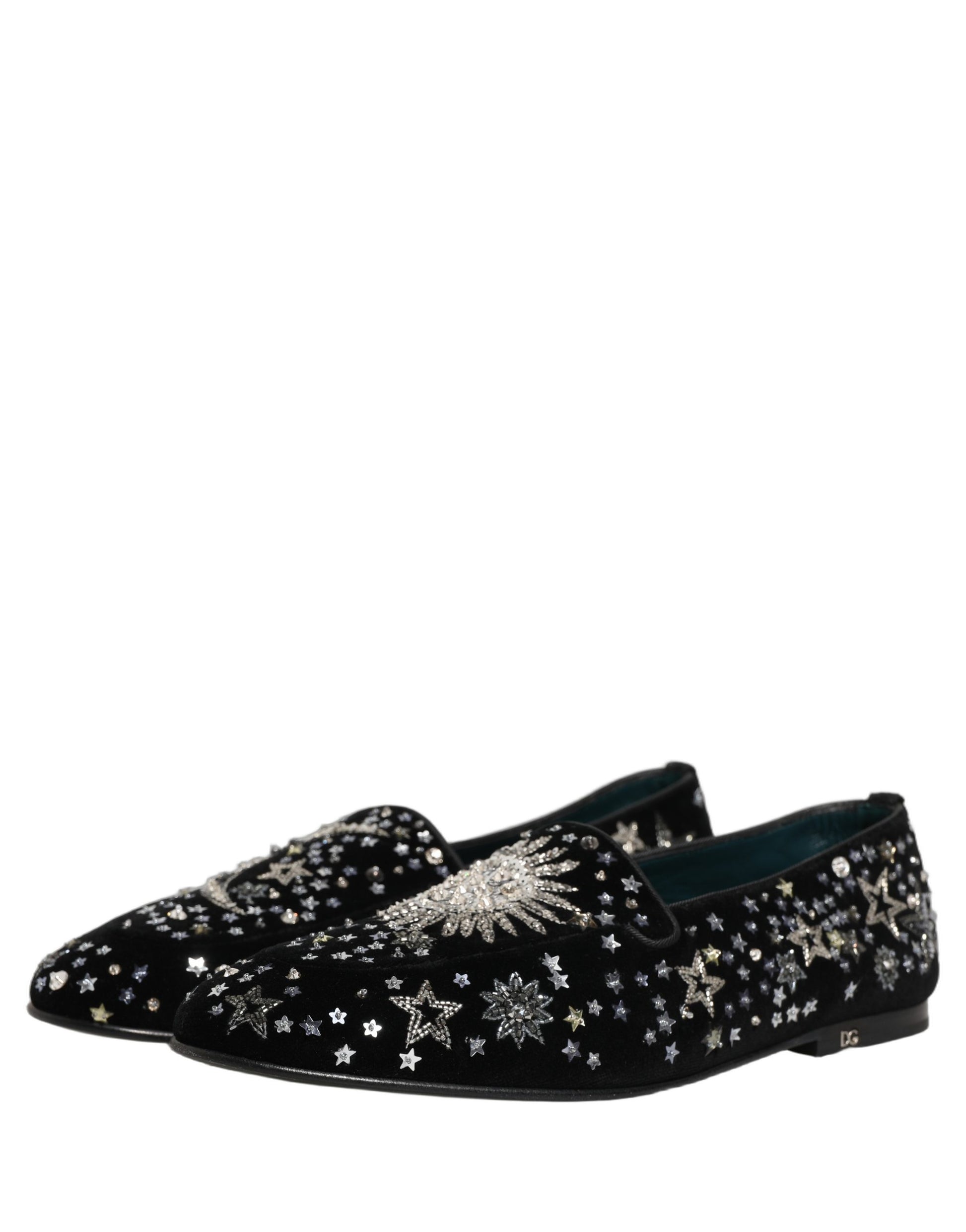 Chaussures Loafers Dolce & Gabbana ornées de cristaux noirs