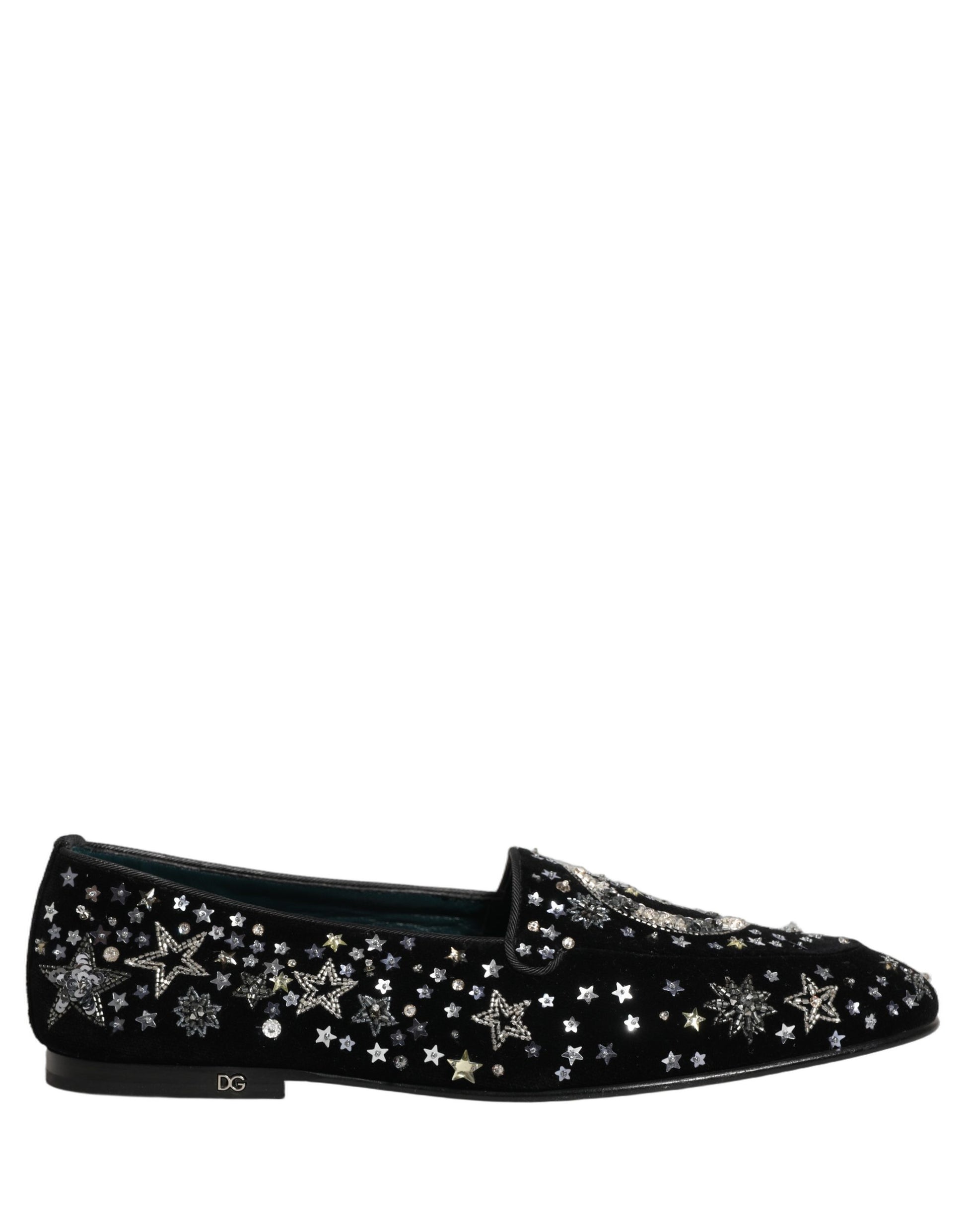 Chaussures Loafers Dolce & Gabbana ornées de cristaux noirs