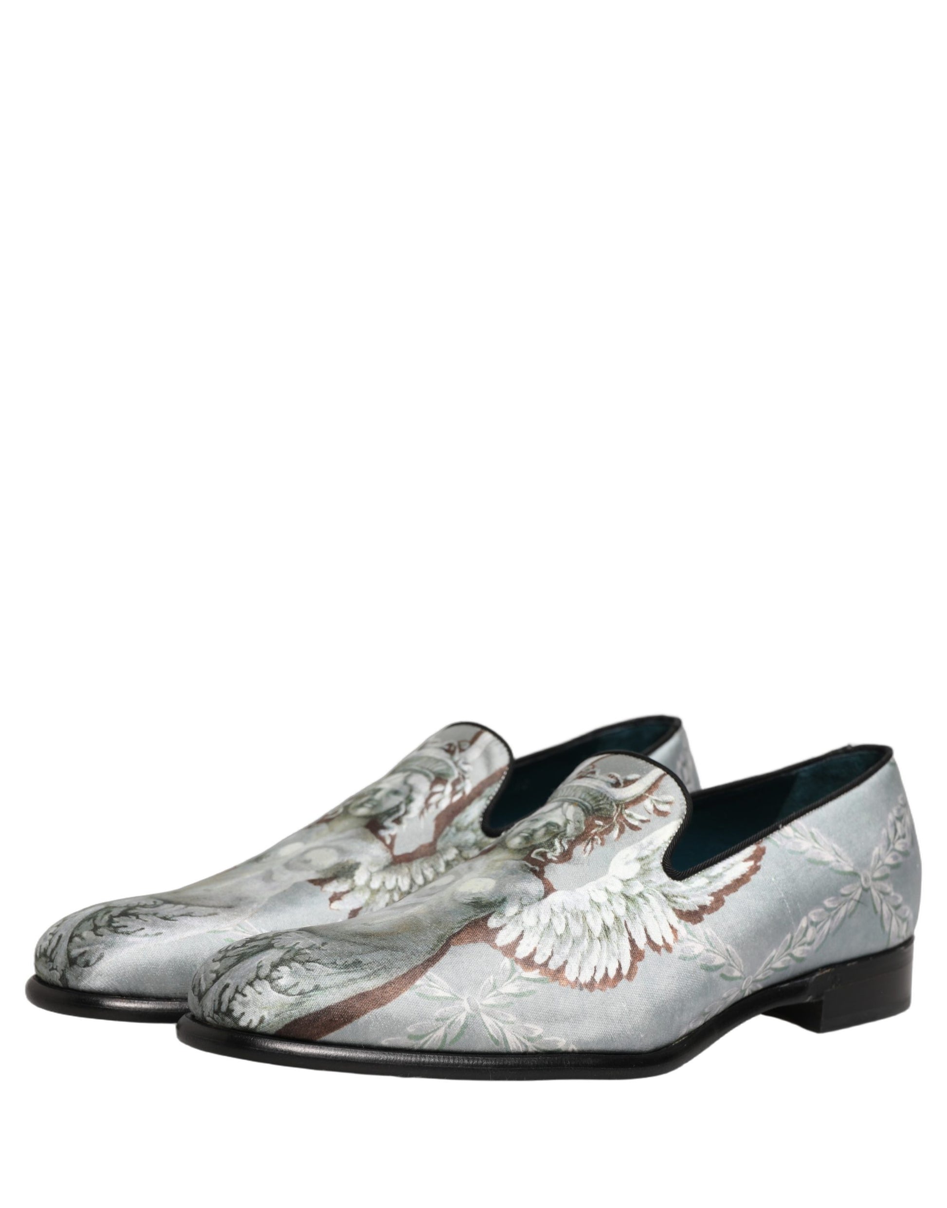 Chaussures mocassins Dolce & Gabbana en velours gris avec anges baroques pour hommes