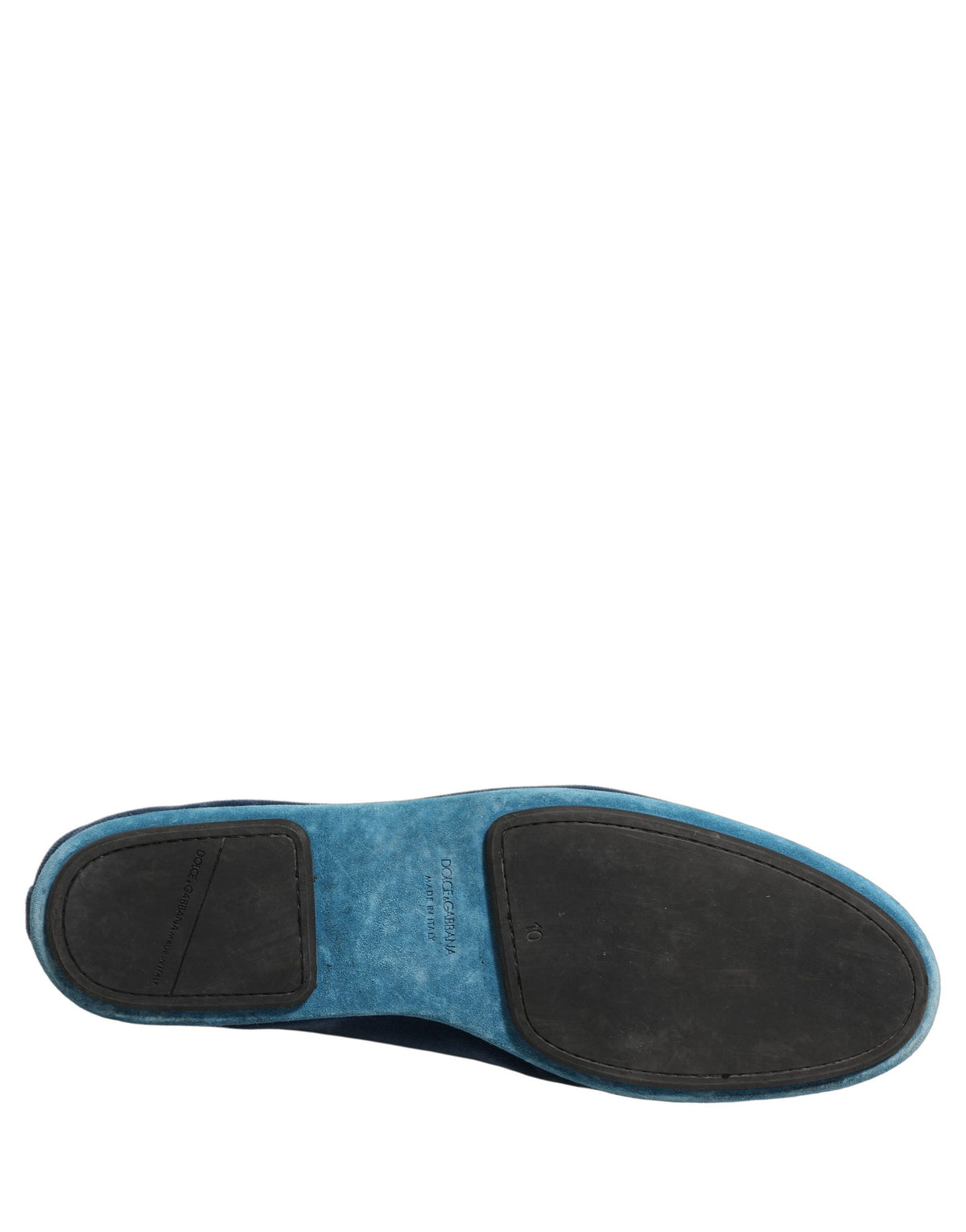 Chaussures Loafers Dolce & Gabbana en Velours Bleu Brodés avec Couronne