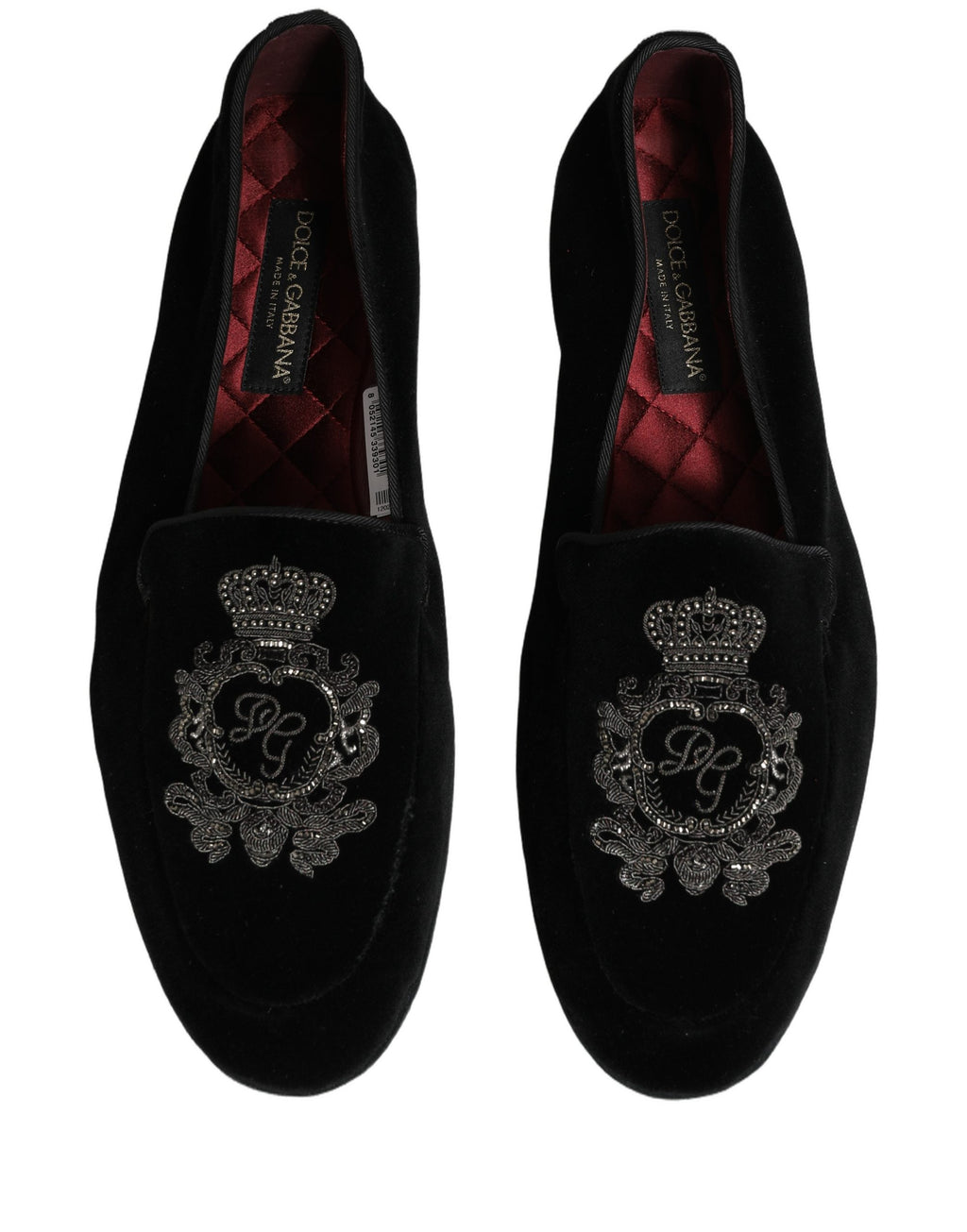 Chaussures mocassins Dolce & Gabbana en velours noir brodées d'une couronne