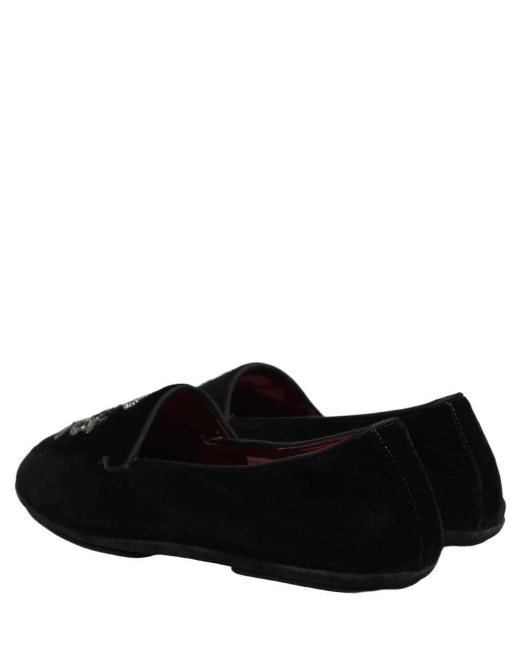Chaussures mocassins Dolce & Gabbana en velours noir brodées d'une couronne