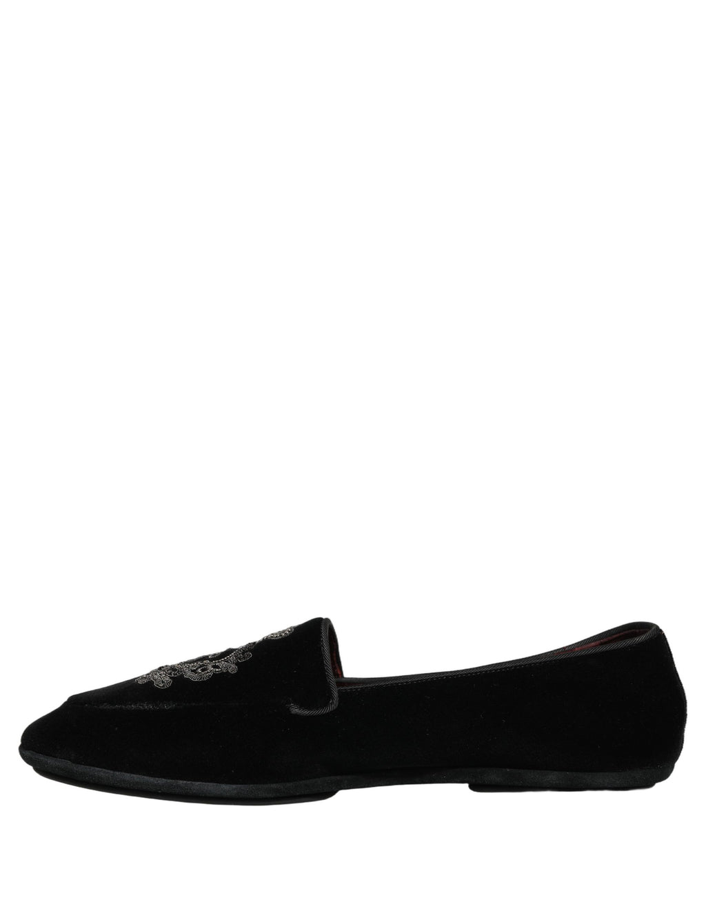 Chaussures mocassins Dolce & Gabbana en velours noir brodées d'une couronne