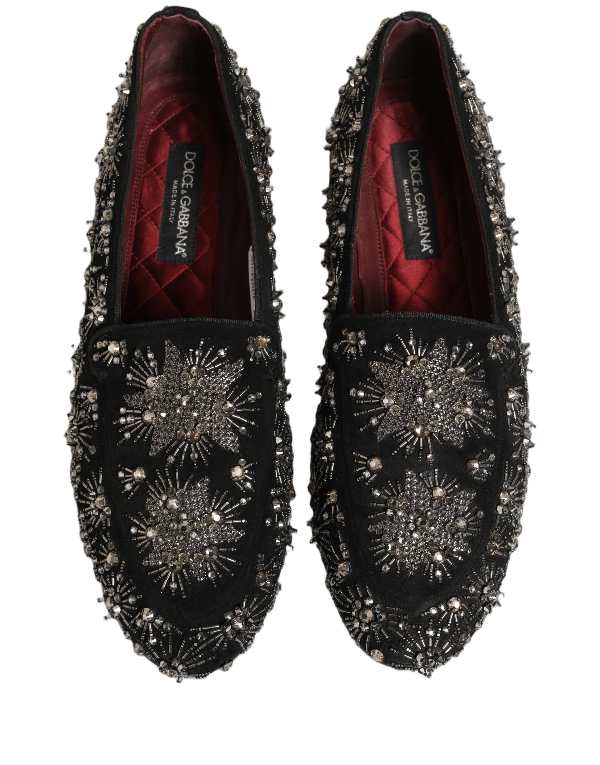 Dolce & Gabbana Black Crystal Embellished Dress Loafers Shoes