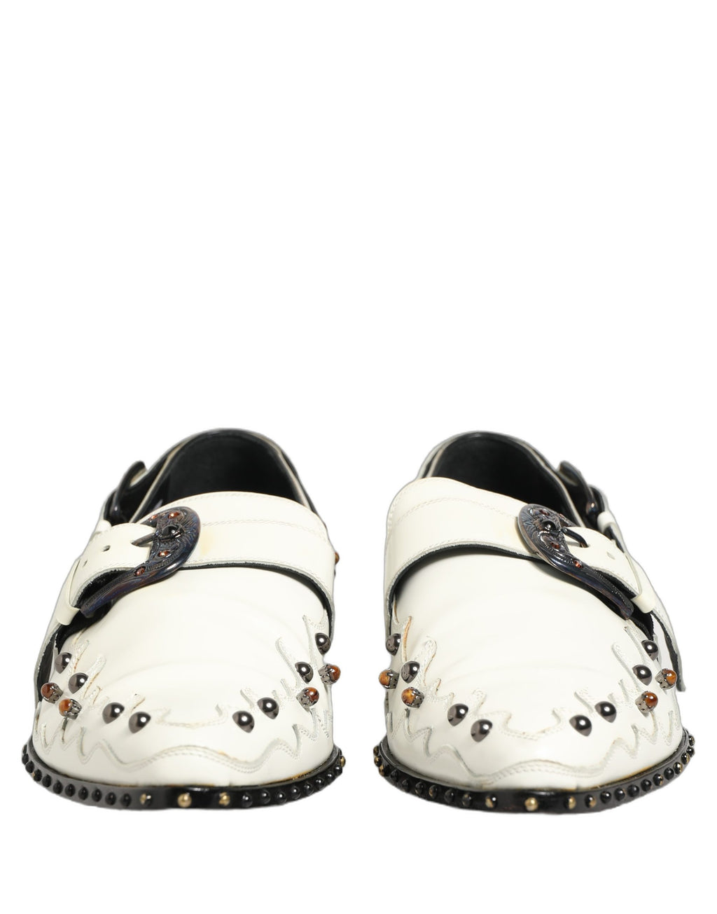 Chaussures Richelieu à Boucle avec Robe de Soirée Blanche cloutée Dolce & Gabbana