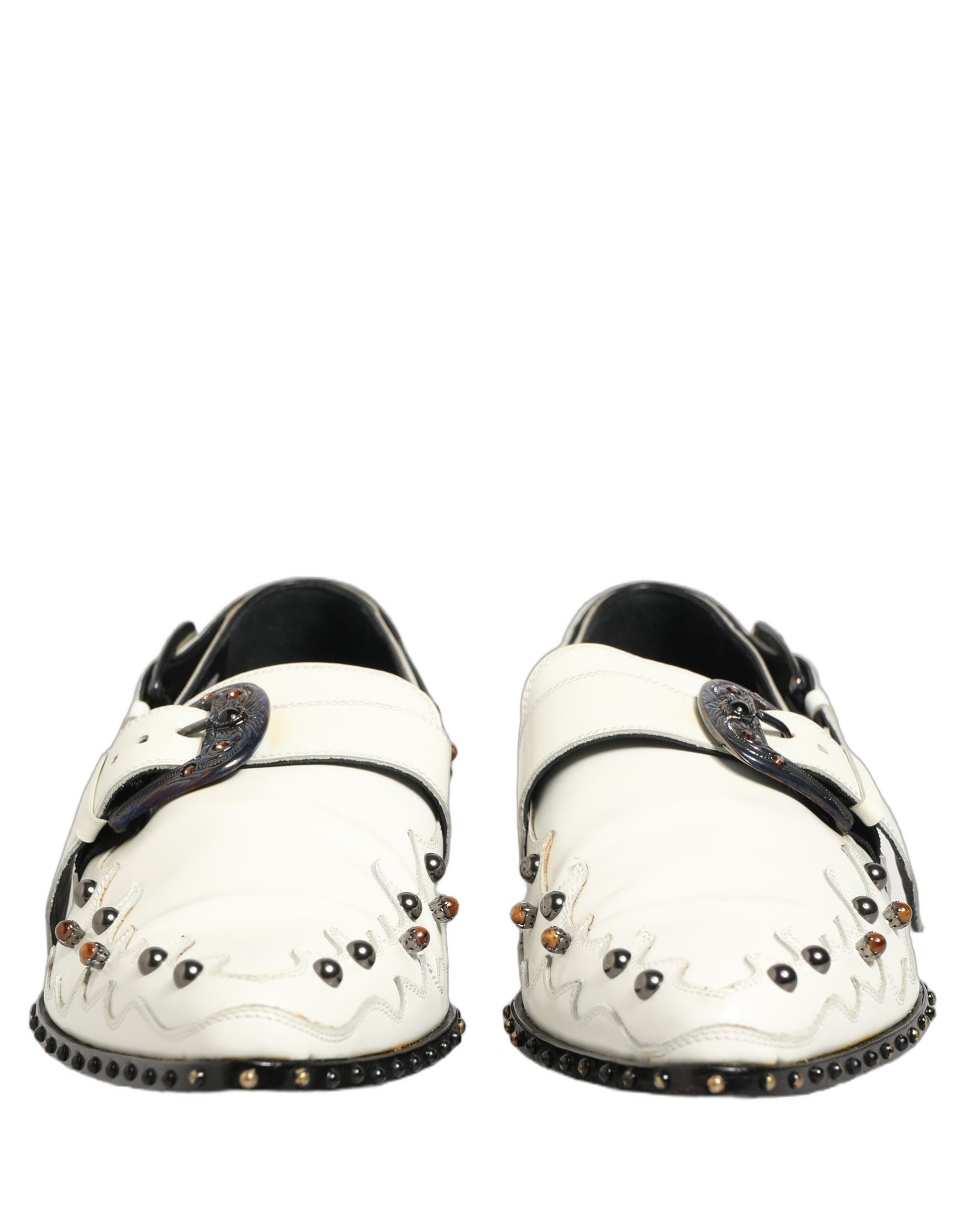 Chaussures Richelieu à Boucle avec Robe de Soirée Blanche cloutée Dolce & Gabbana
