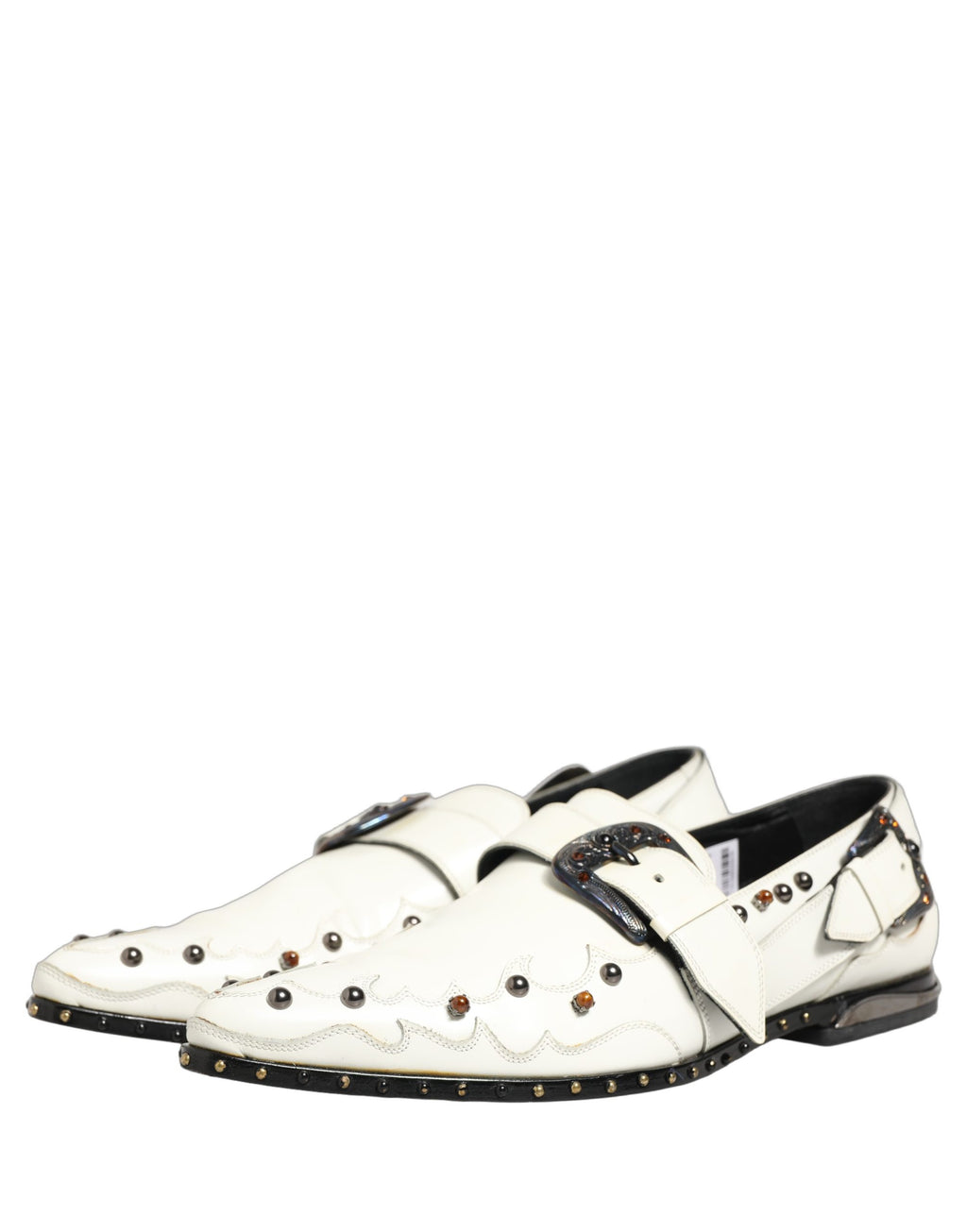 Chaussures Richelieu à Boucle avec Robe de Soirée Blanche cloutée Dolce & Gabbana