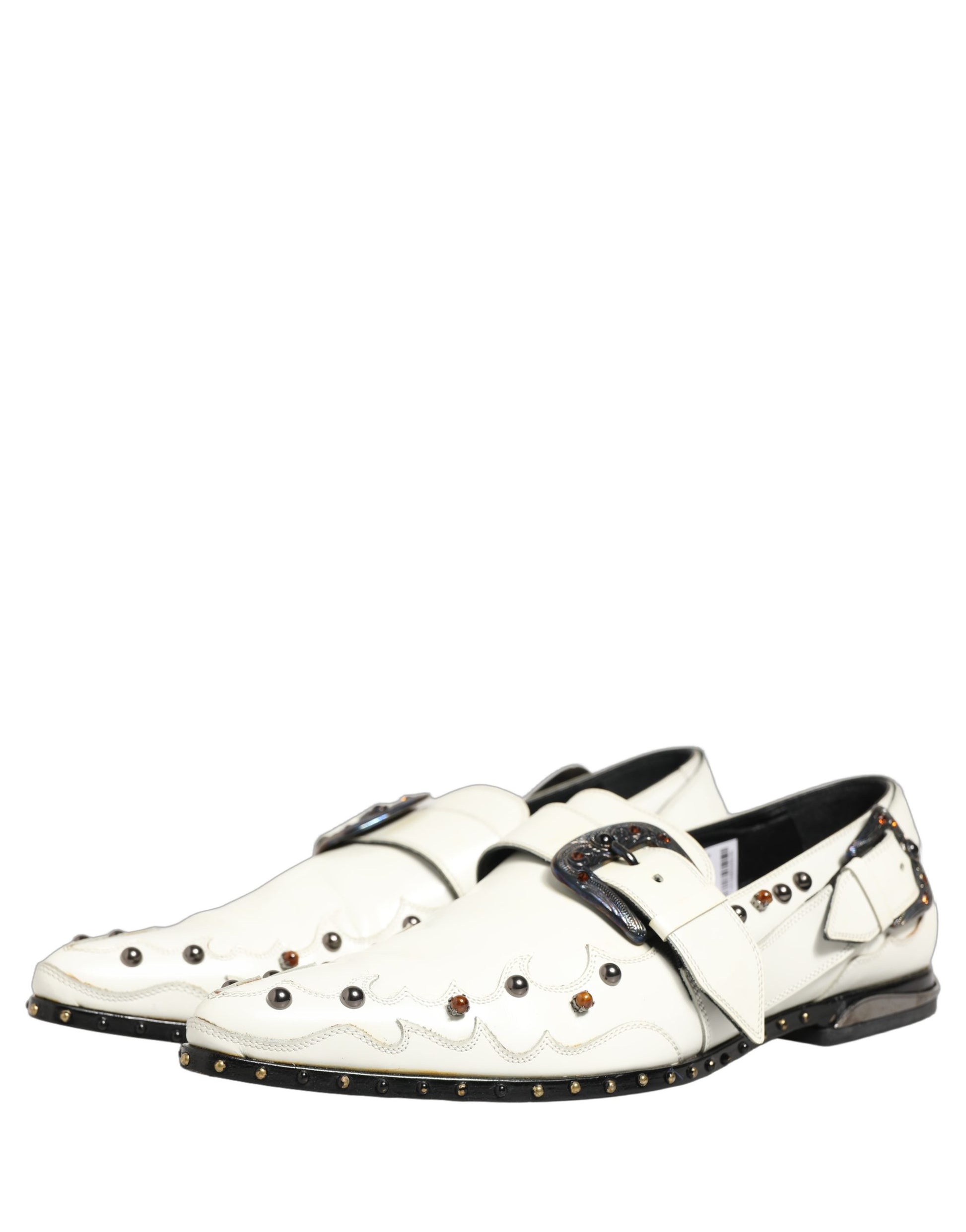 Chaussures Richelieu à Boucle avec Robe de Soirée Blanche cloutée Dolce & Gabbana