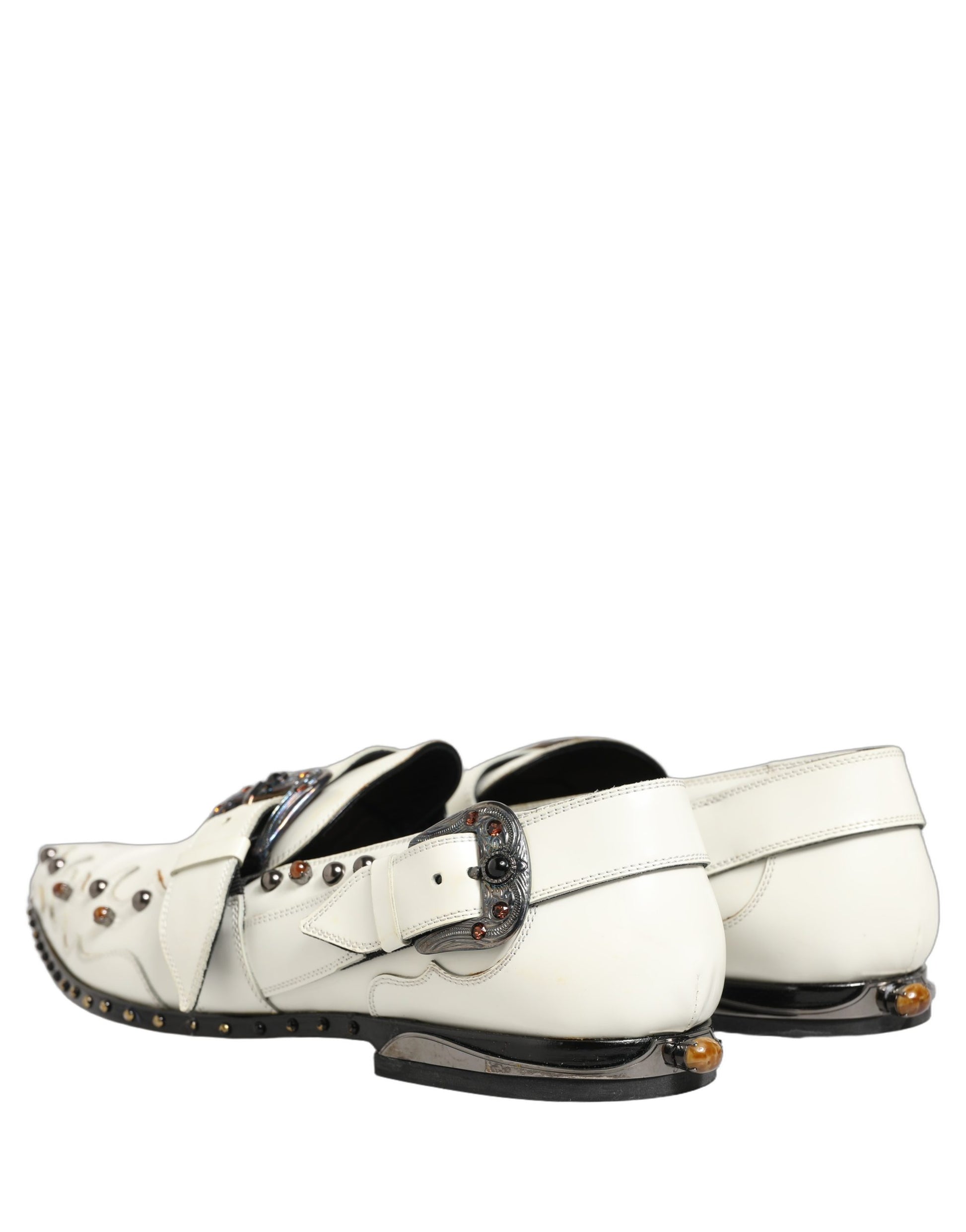 Chaussures Richelieu à Boucle avec Robe de Soirée Blanche cloutée Dolce & Gabbana