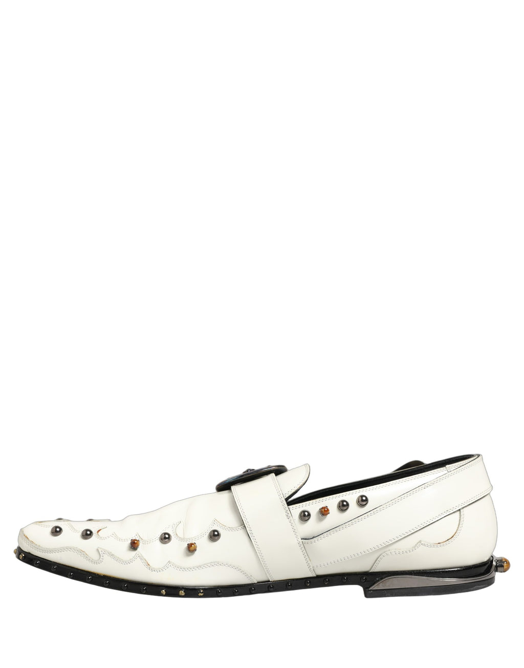 Chaussures Richelieu à Boucle avec Robe de Soirée Blanche cloutée Dolce & Gabbana