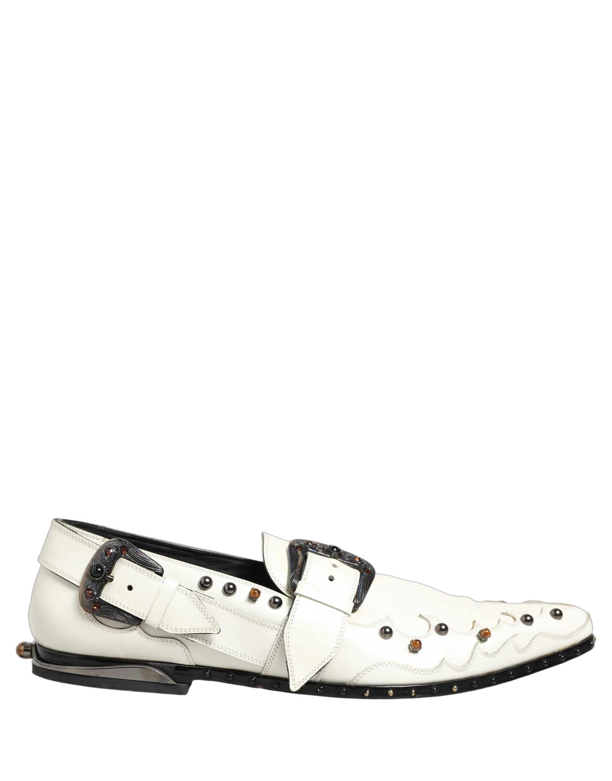 Chaussures Richelieu à Boucle avec Robe de Soirée Blanche cloutée Dolce & Gabbana