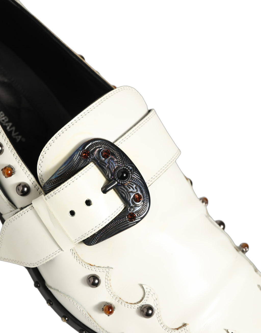 Chaussures Richelieu à Boucle avec Robe de Soirée Blanche cloutée Dolce & Gabbana