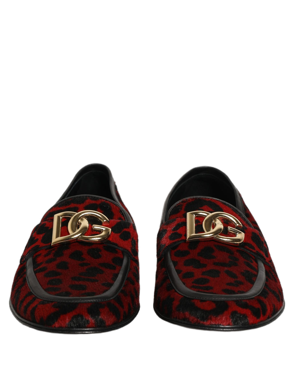 Mocassins Dolce & Gabbana en crin de poney imprimé léopard rouge